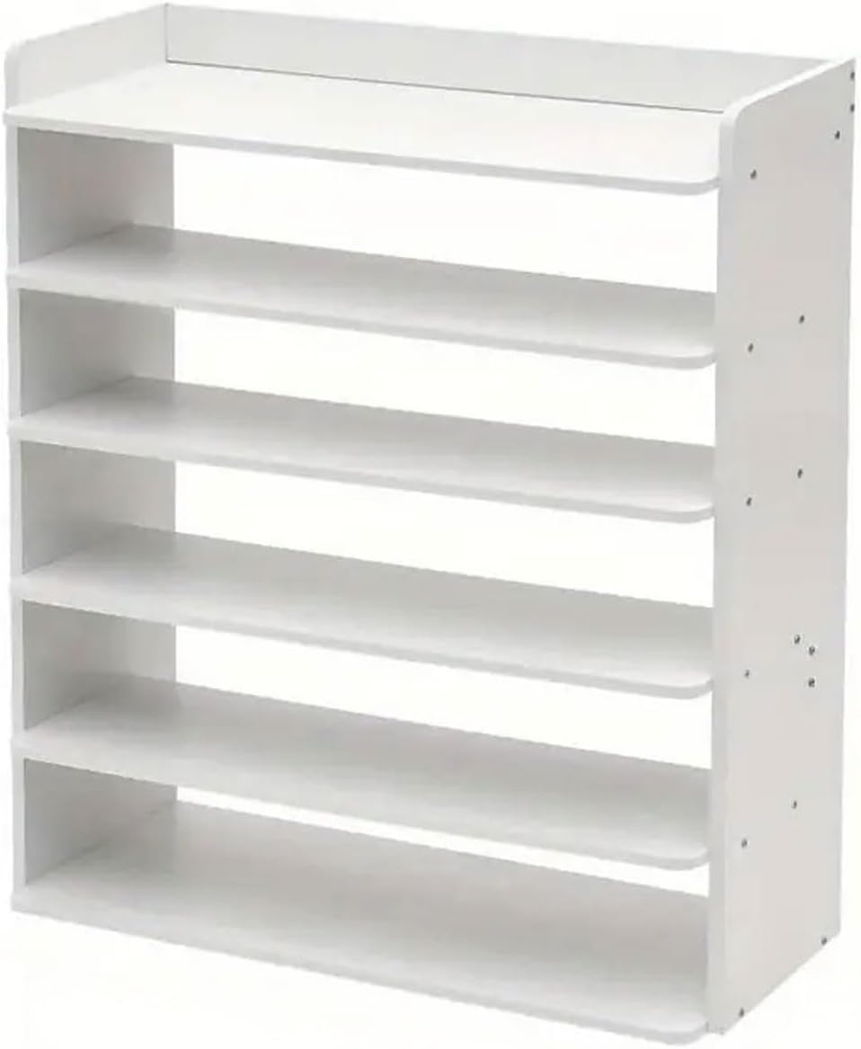 Neo White 6 Tier Wooden Shoe Rack Space-Saving Cabinet Organiser Shelving Storage Shelf for Entryway Hallway Closet Bedroom