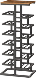 HOOBRO 8-Tier Shoe Rack, Entryway Shoe Organiser, Tall Shoe Storage with Metal Frame, Space-Saving Shoe Stand for Hallway, Bedroom, Living Room, Rustic Brown and Black EBF19XJ01