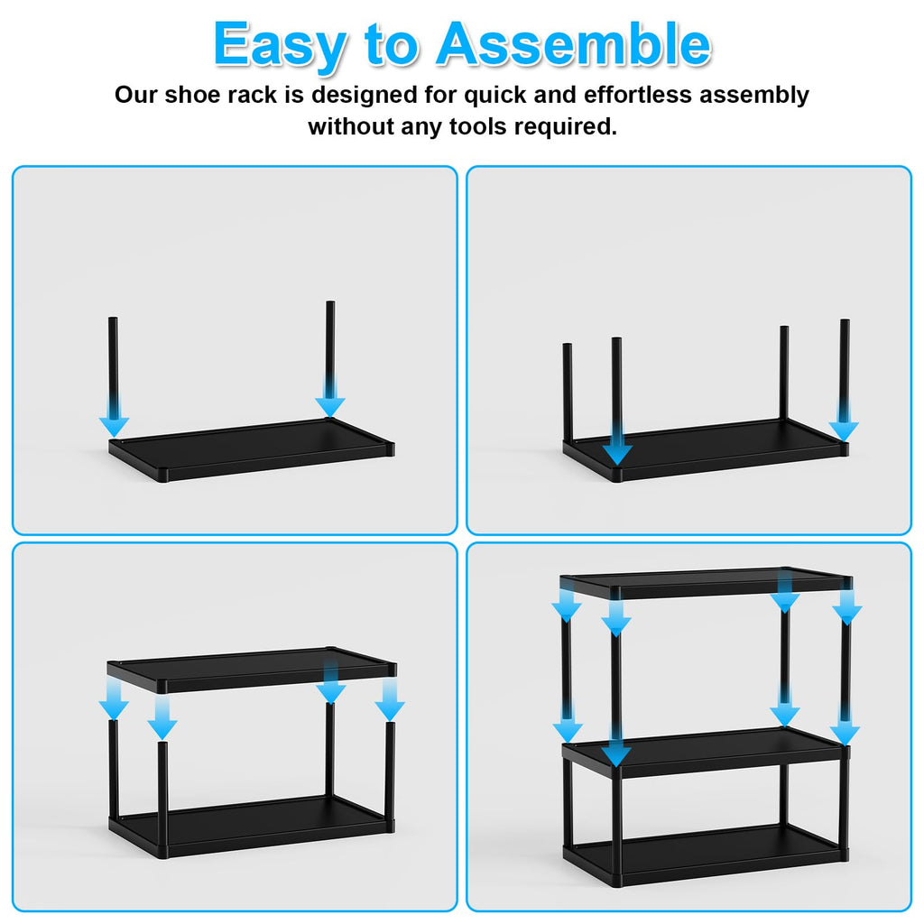 4-Tier Double Row Shoe Rack – Space Saving Shoe Storage Stand