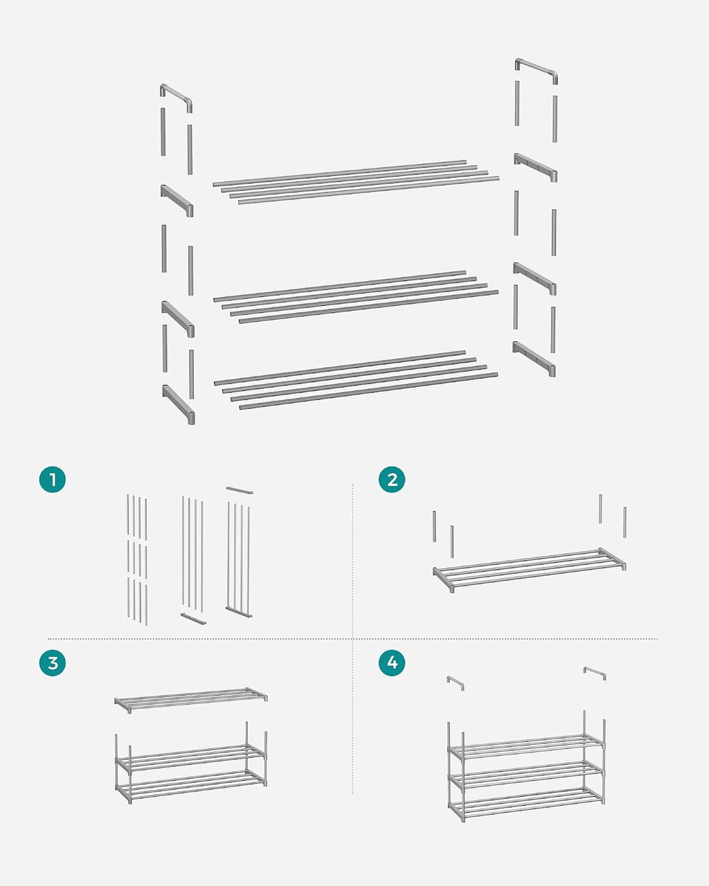 3-Tier Metal Shoe Rack – Multi-Level Shoe Storage Organiser