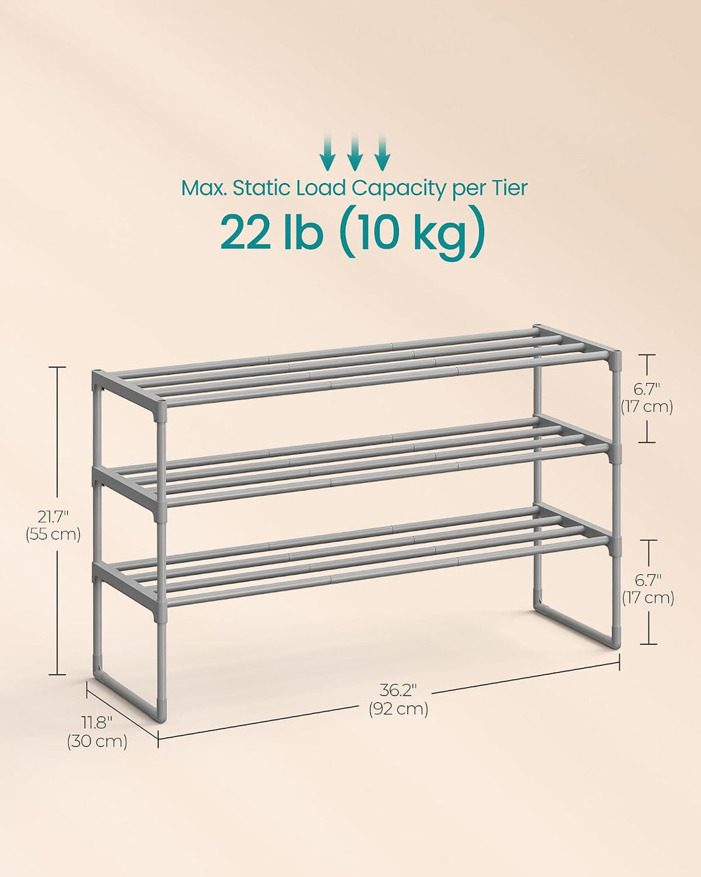 3-Tier Metal Shoe Rack – Multi-Level Shoe Storage Organiser