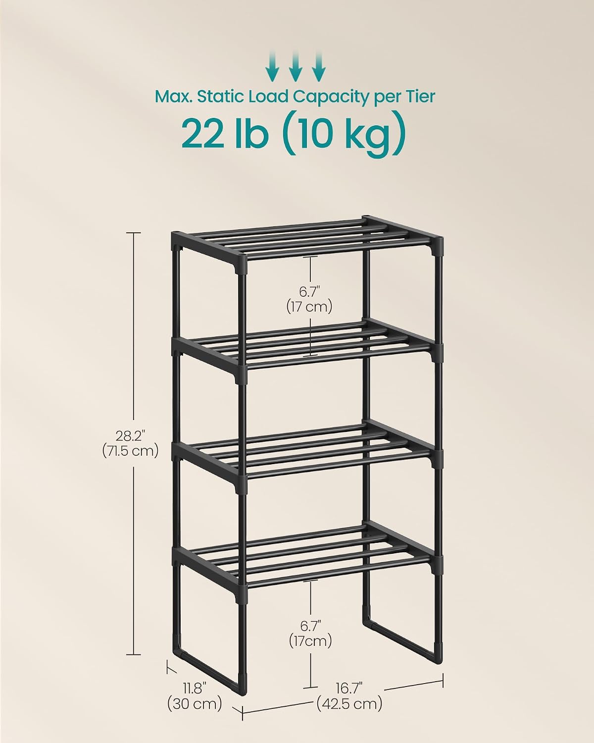 3-Tier Metal Shoe Rack – Multi-Level Shoe Storage Organiser