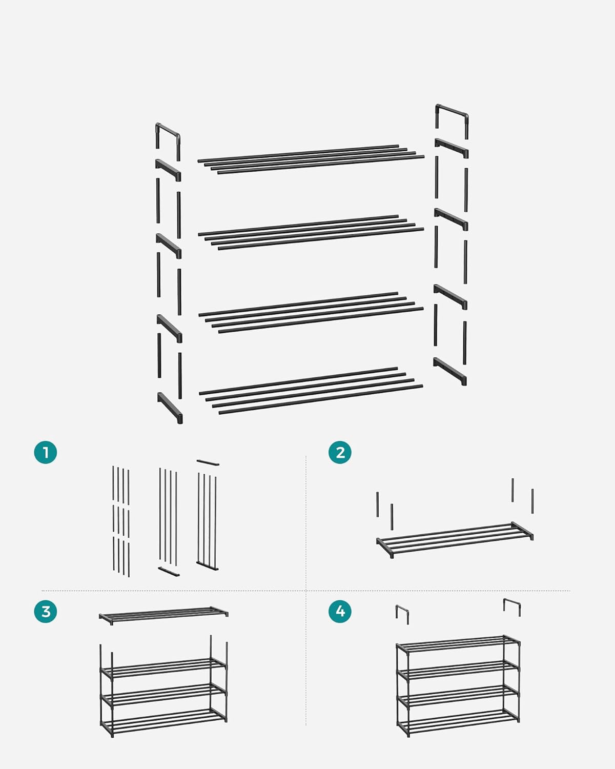 3-Tier Metal Shoe Rack – Multi-Level Shoe Storage Organiser