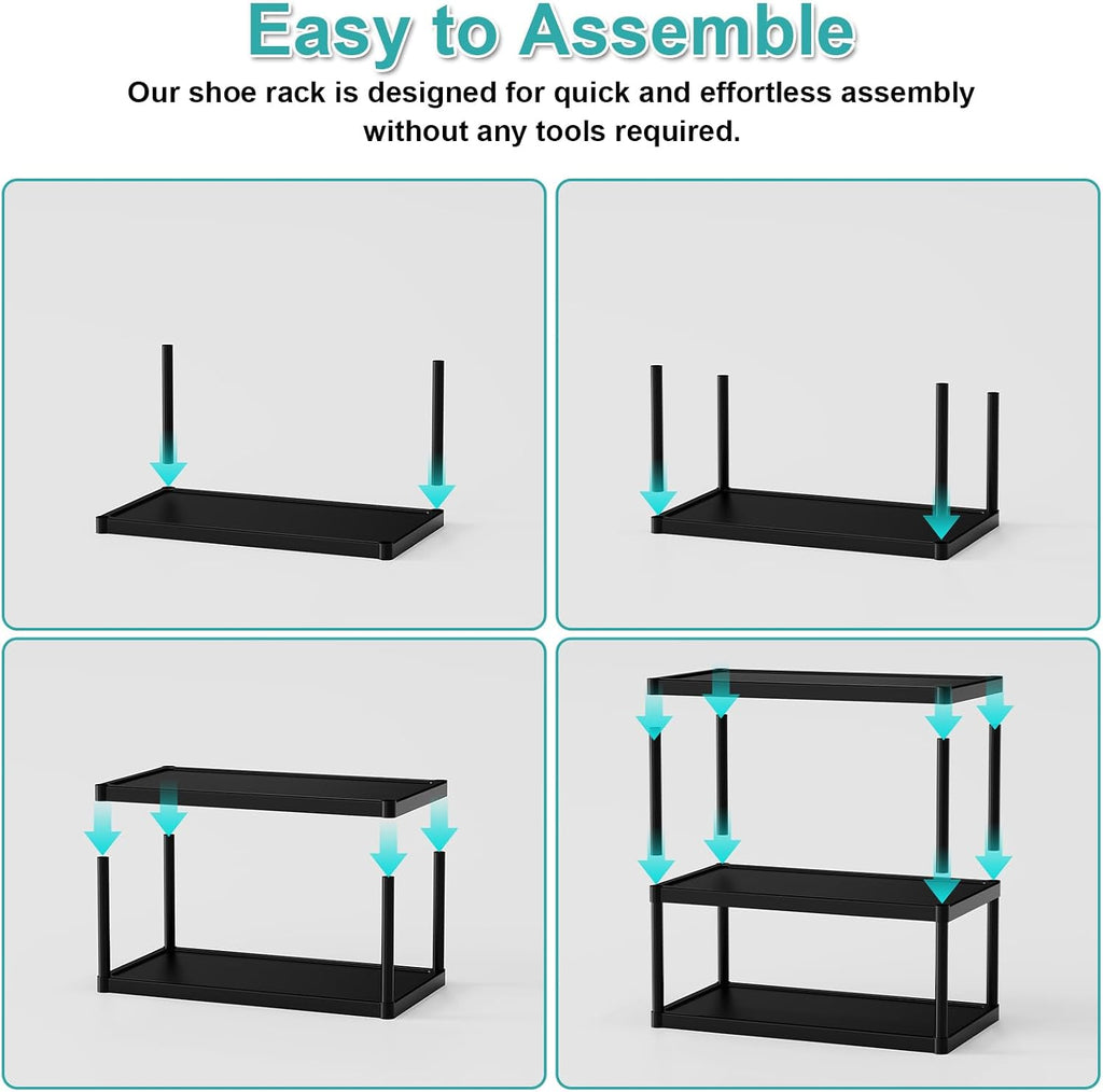 4-Tier Double Row Shoe Rack – Space Saving Shoe Storage Stand