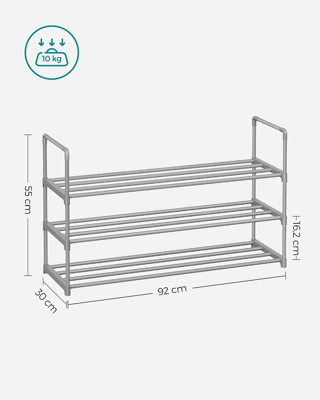 3-Tier Metal Shoe Rack – Multi-Level Shoe Storage Organiser