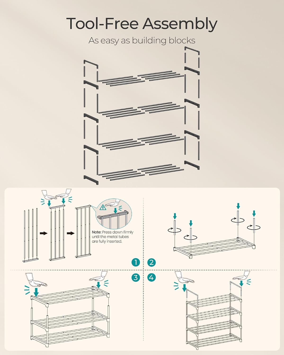 3-Tier Metal Shoe Rack – Multi-Level Shoe Storage Organiser