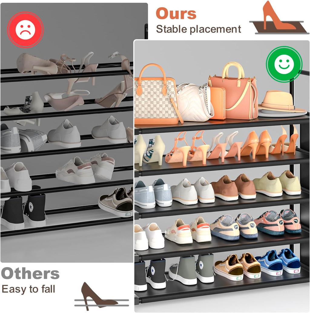 OYREL Shoe Rack 5 Tier 20-25 Pairs Shoes, Large Shoe Storage with Side Bag
