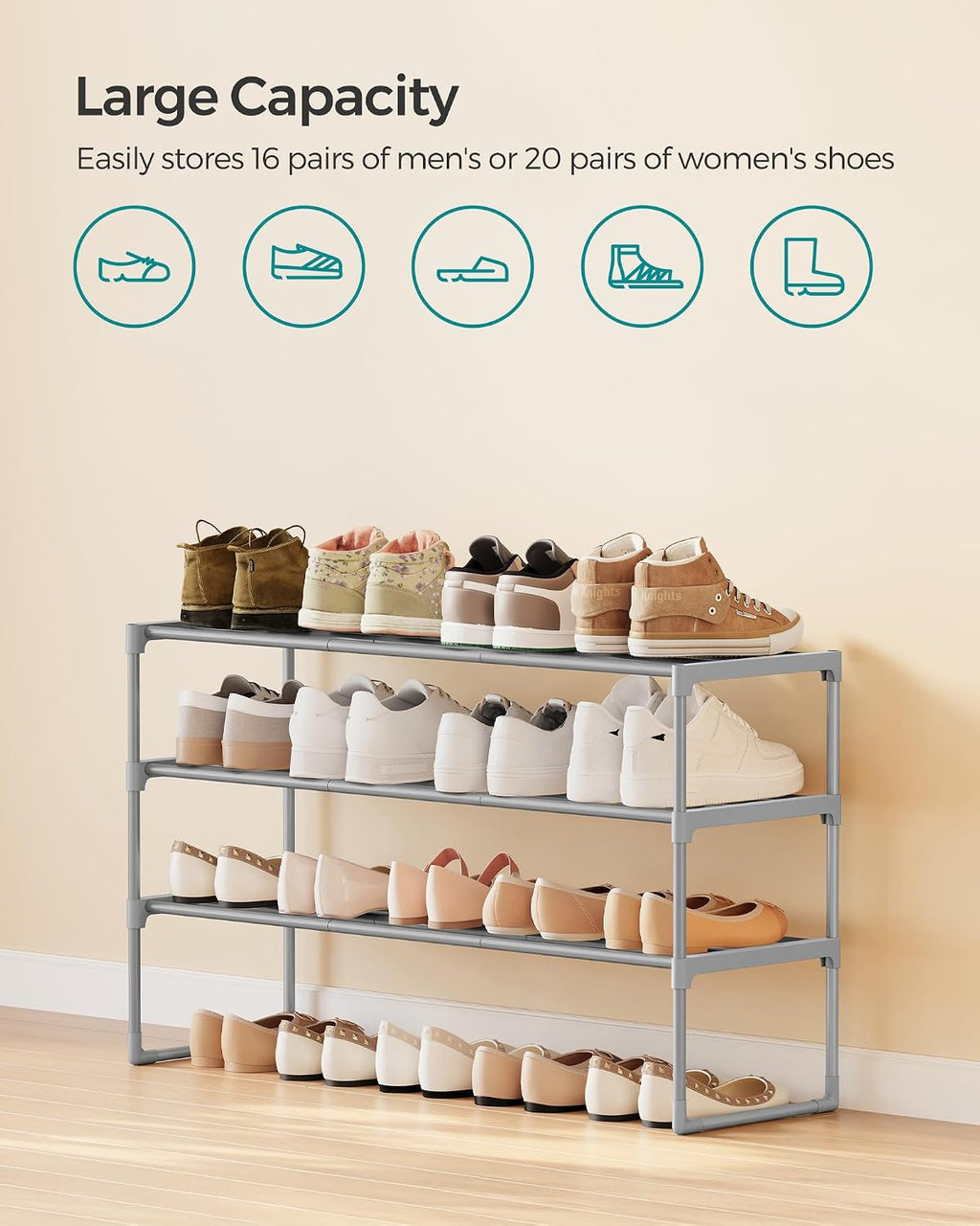 3-Tier Metal Shoe Rack – Multi-Level Shoe Storage Organiser