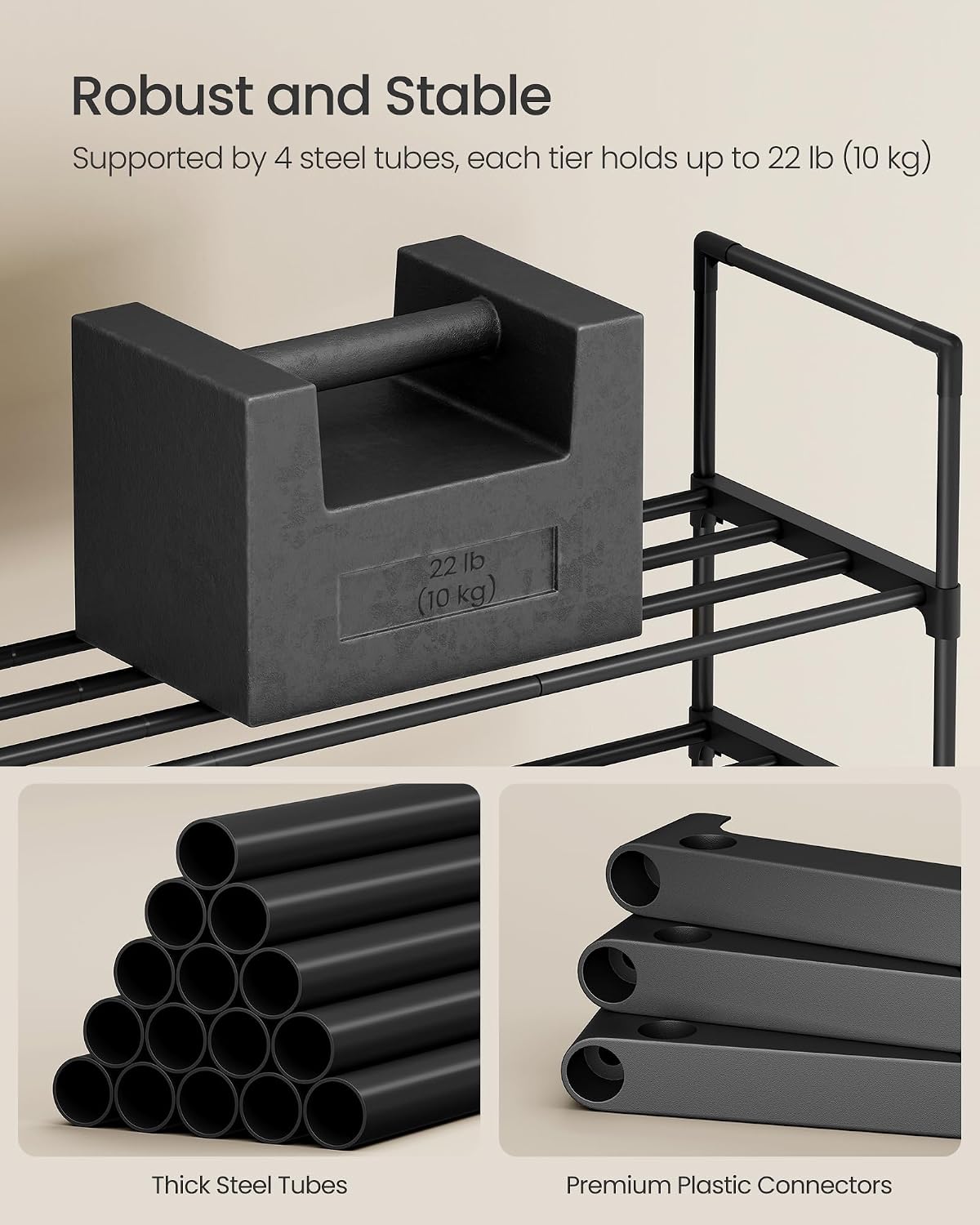 3-Tier Metal Shoe Rack – Multi-Level Shoe Storage Organiser
