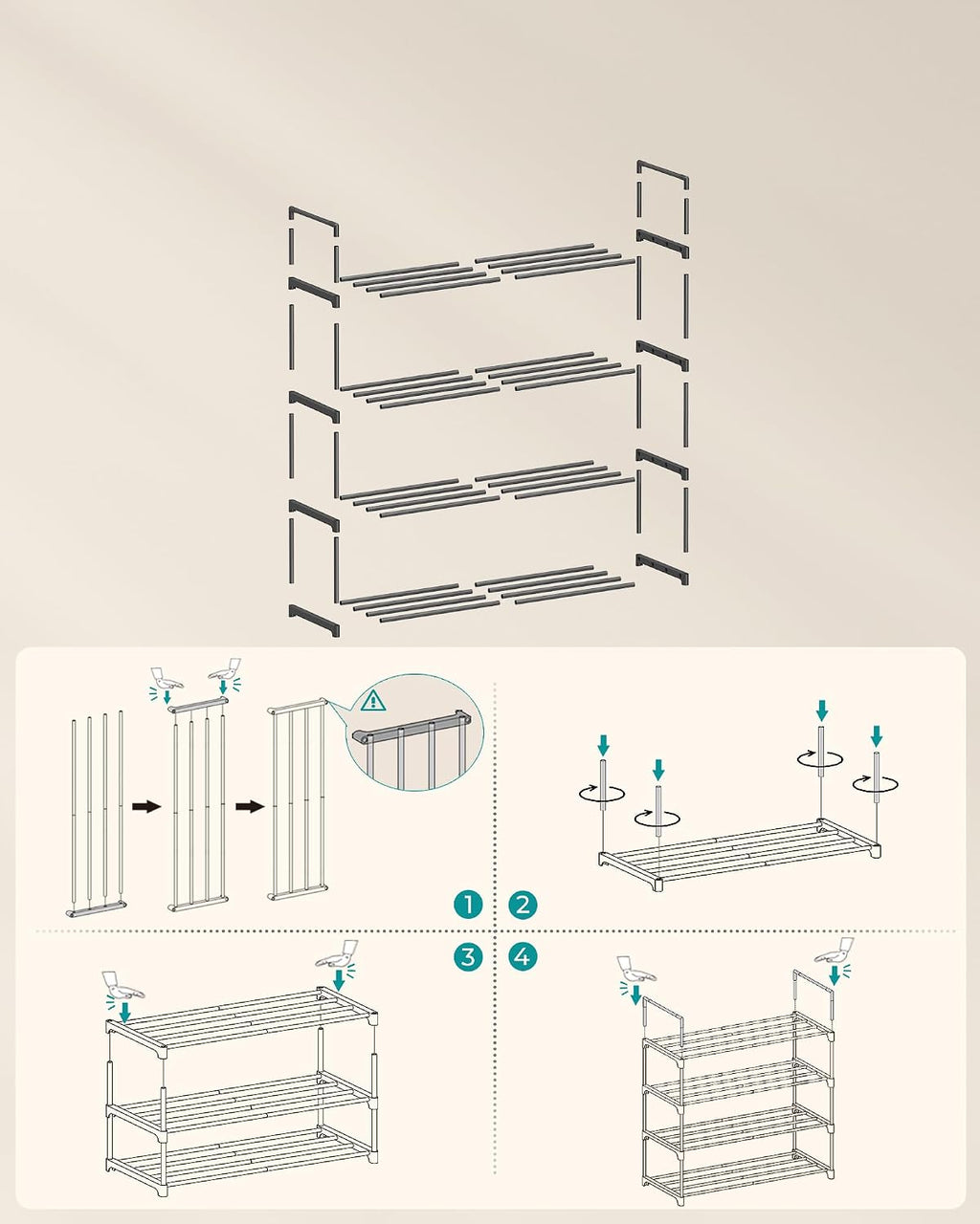 3-Tier Metal Shoe Rack – Multi-Level Shoe Storage Organiser