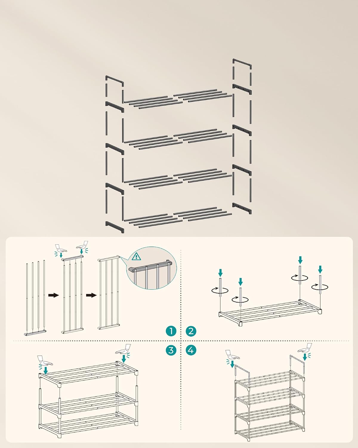 3-Tier Metal Shoe Rack – Multi-Level Shoe Storage Organiser