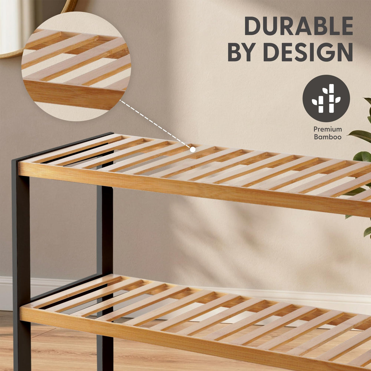 3-Tier Bamboo Shoe Rack – Wooden Shoe Storage Organiser