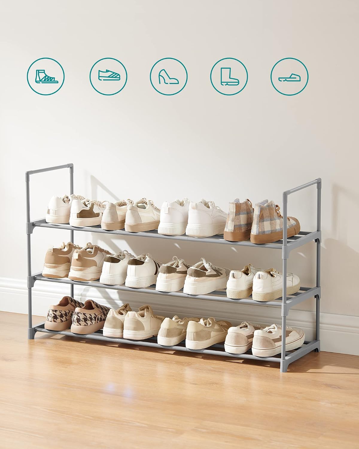 3-Tier Metal Shoe Rack – Multi-Level Shoe Storage Organiser