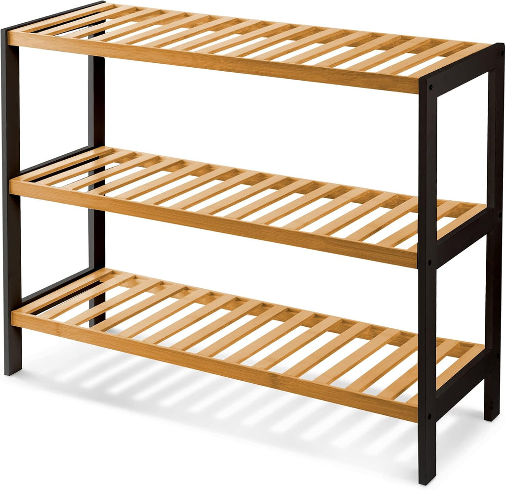 3-Tier Bamboo Shoe Rack – Wooden Shoe Storage Organiser