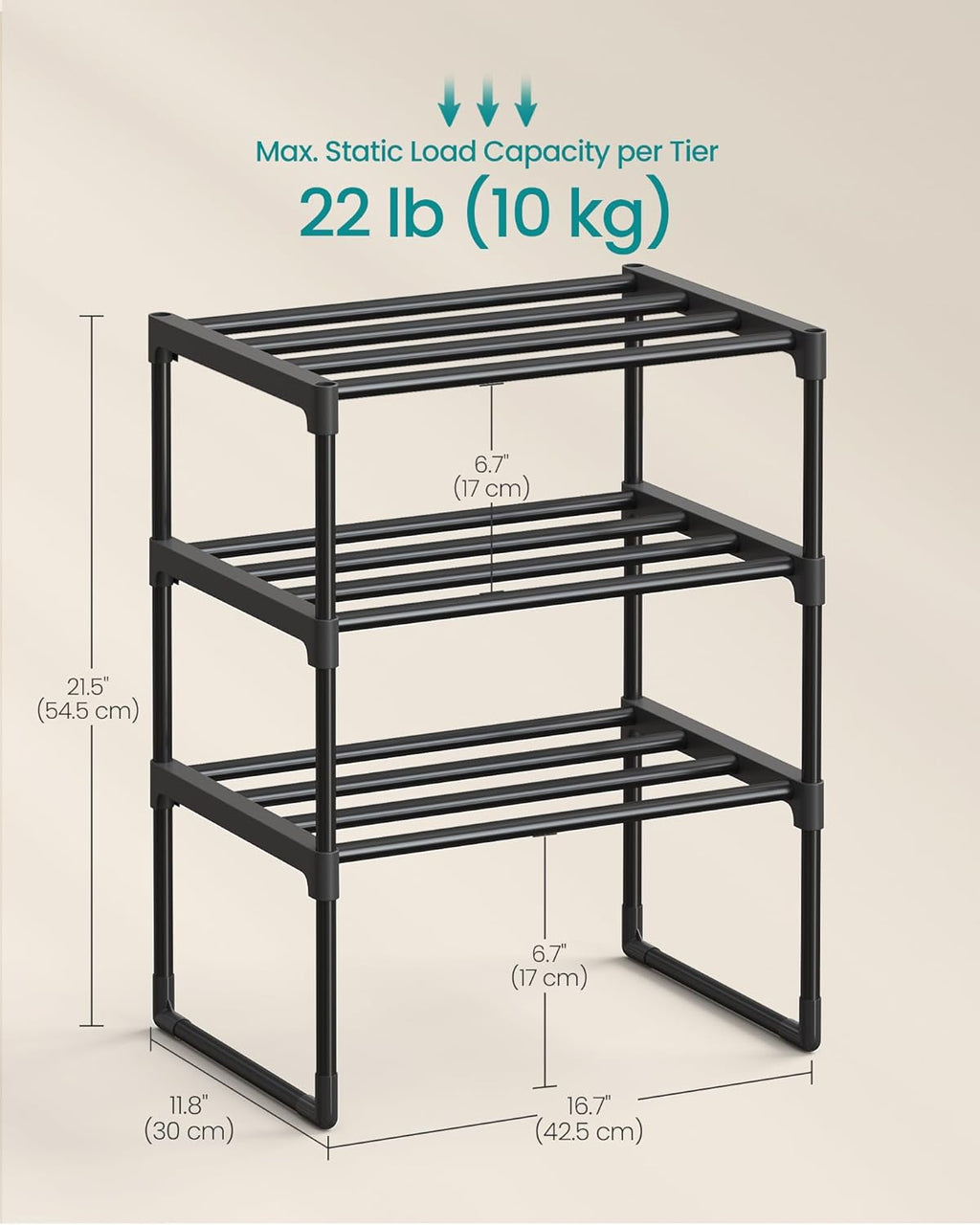 3-Tier Metal Shoe Rack – Multi-Level Shoe Storage Organiser