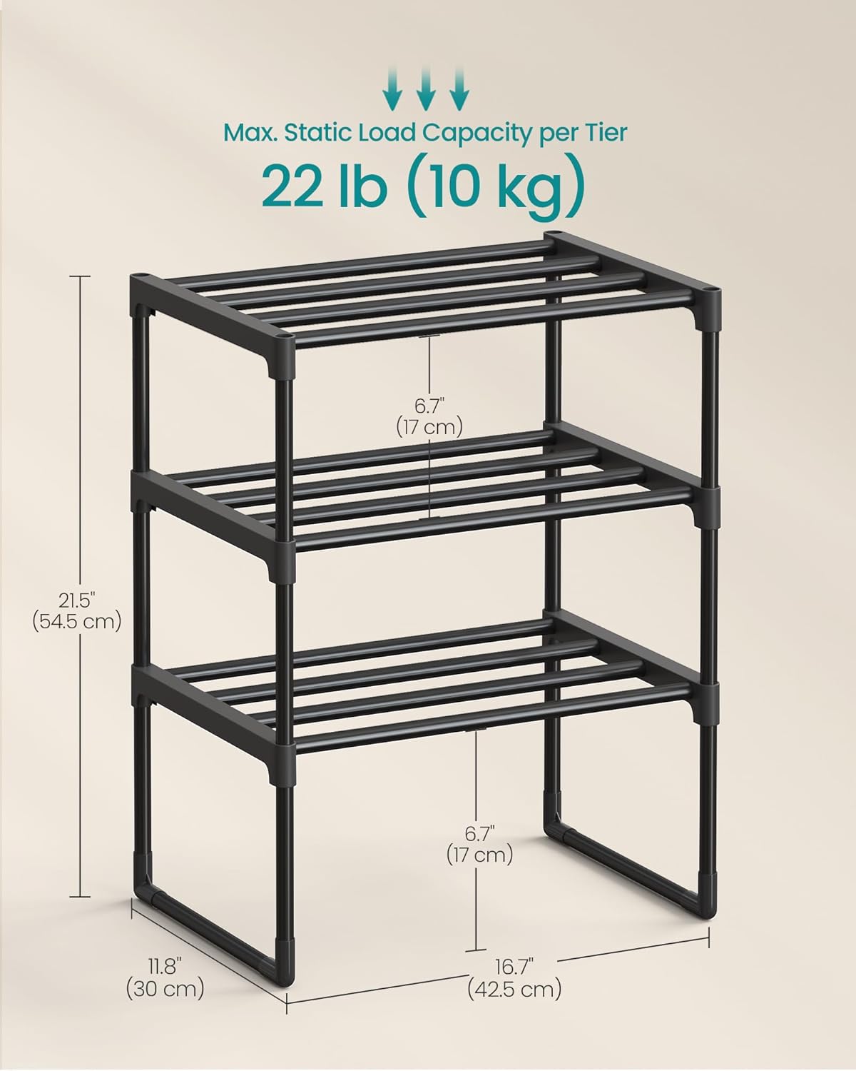 3-Tier Metal Shoe Rack – Multi-Level Shoe Storage Organiser