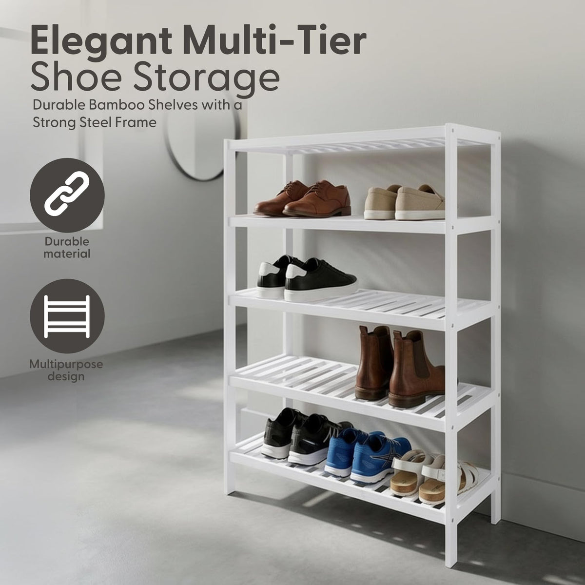 3-Tier Bamboo Shoe Rack – Wooden Shoe Storage Organiser