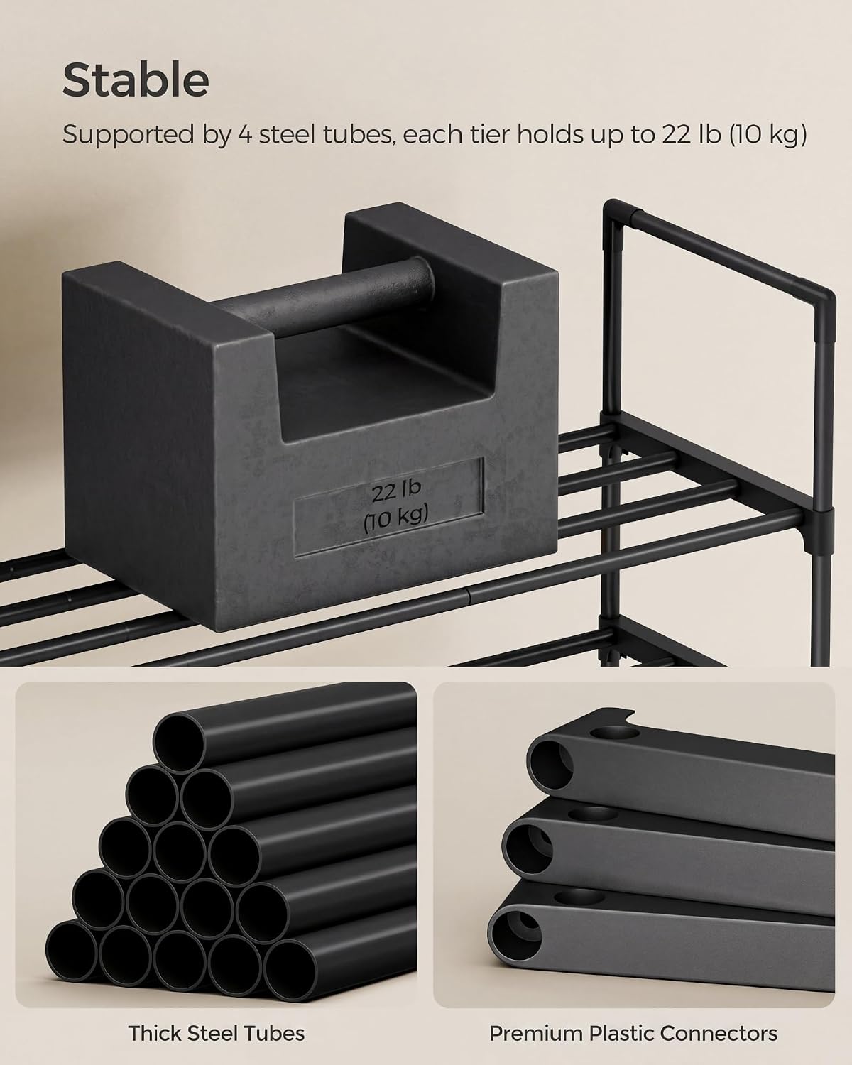 3-Tier Metal Shoe Rack – Multi-Level Shoe Storage Organiser
