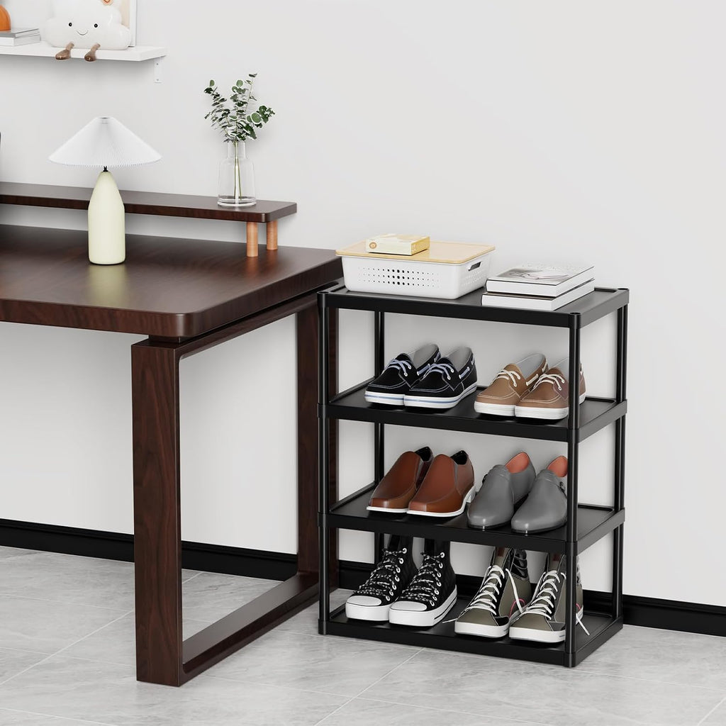 4-Tier Double Row Shoe Rack – Space Saving Shoe Storage Stand