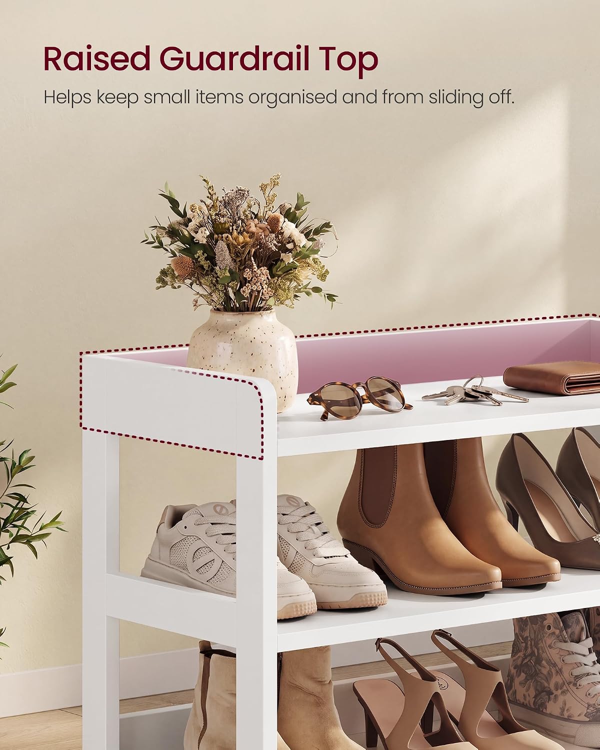 VASAGLE 5-Tier Shoe Rack, Open Shoe Storage with Top Tray