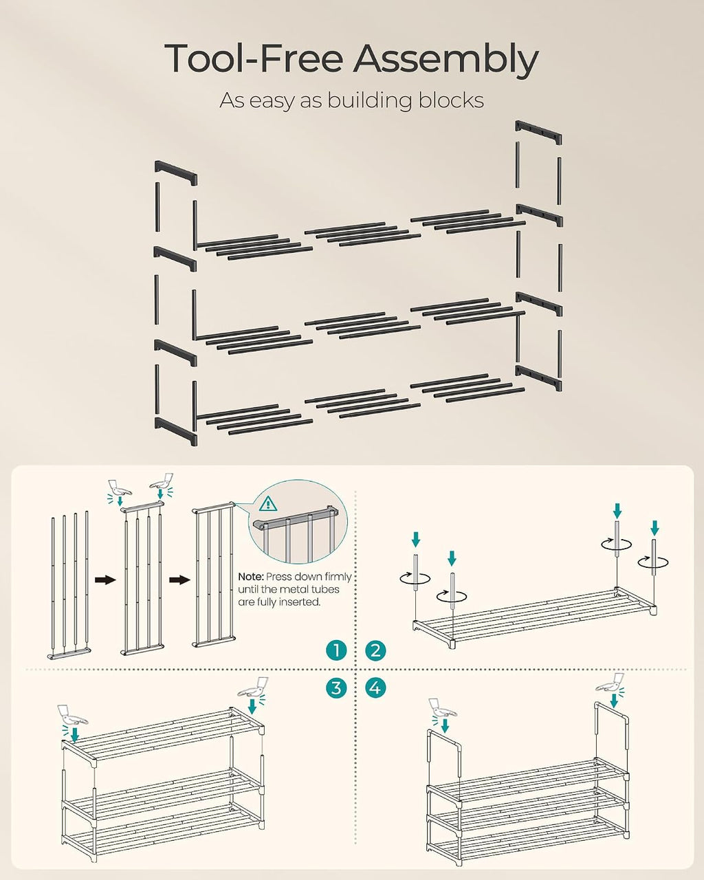 3-Tier Metal Shoe Rack – Multi-Level Shoe Storage Organiser