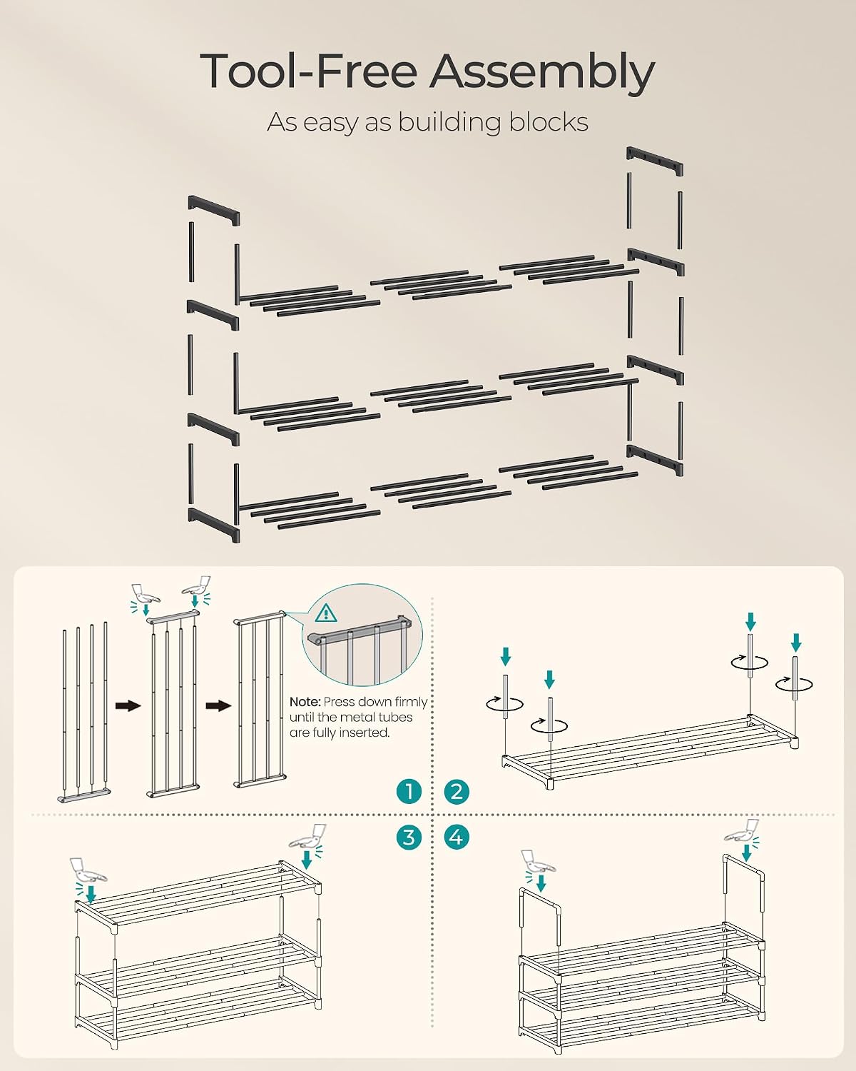 3-Tier Metal Shoe Rack – Multi-Level Shoe Storage Organiser