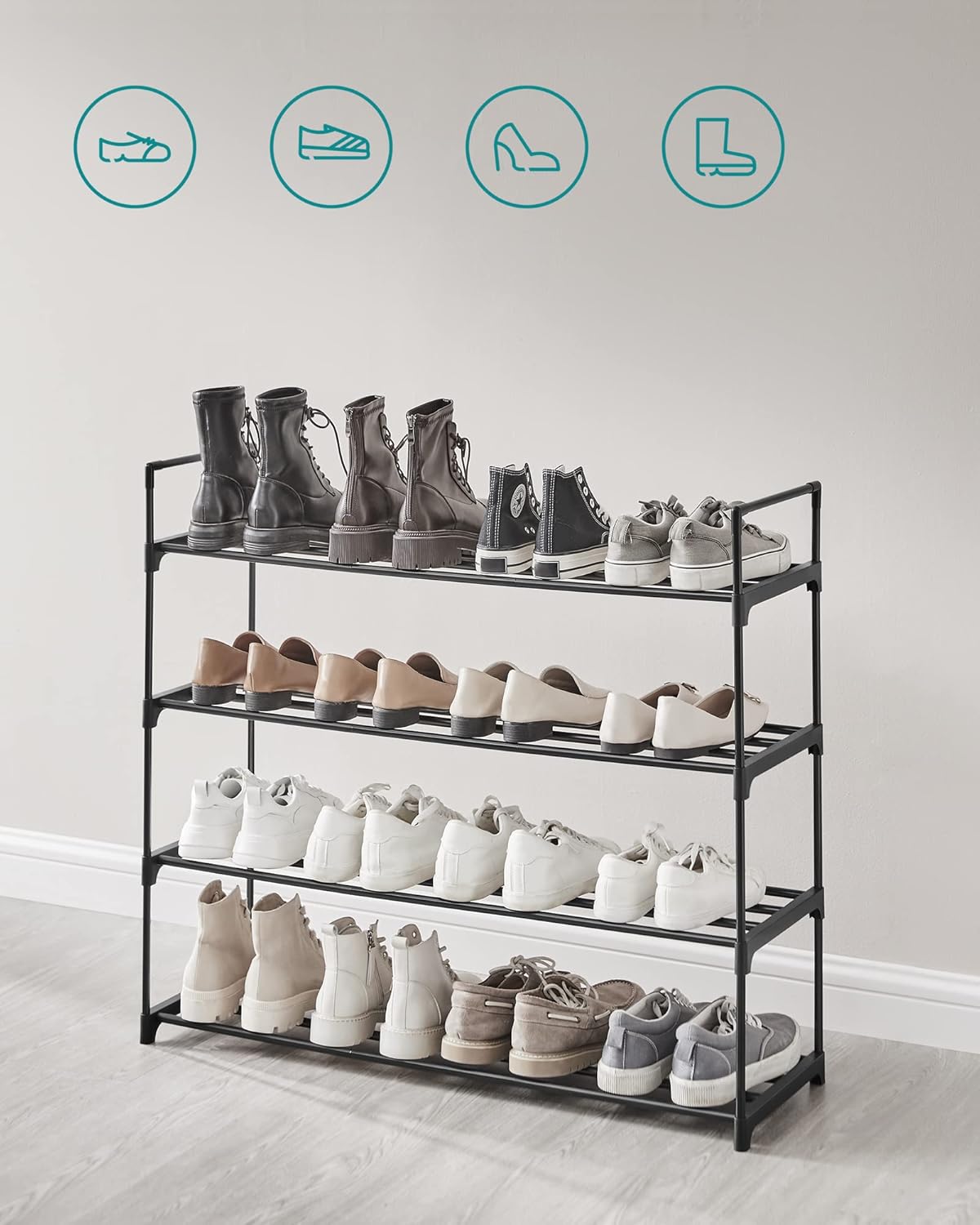 3-Tier Metal Shoe Rack – Multi-Level Shoe Storage Organiser