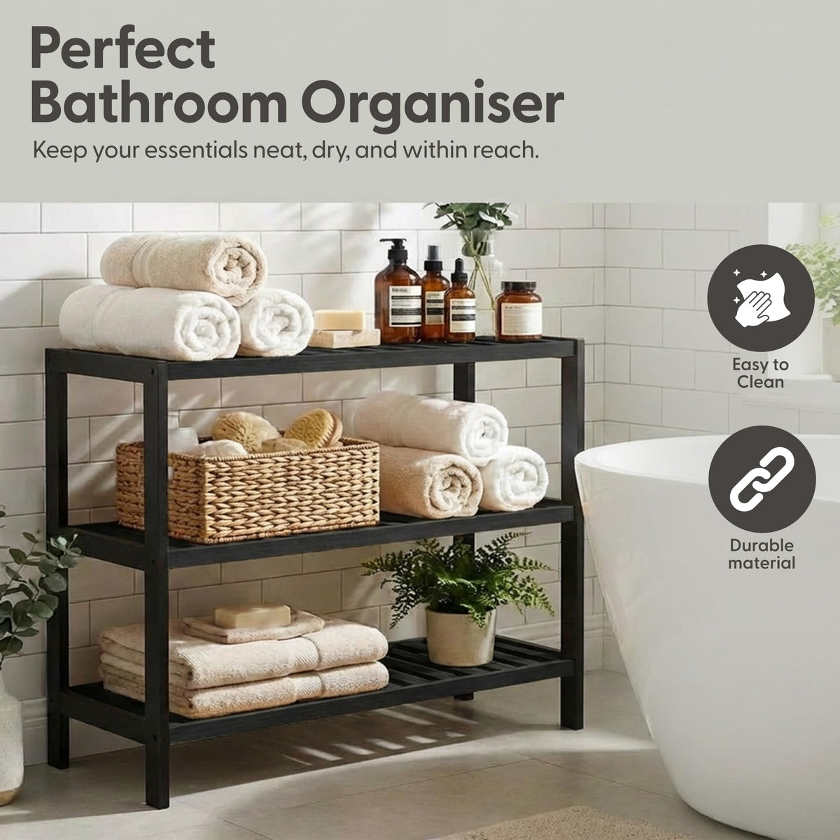3-Tier Bamboo Shoe Rack – Wooden Shoe Storage Organiser