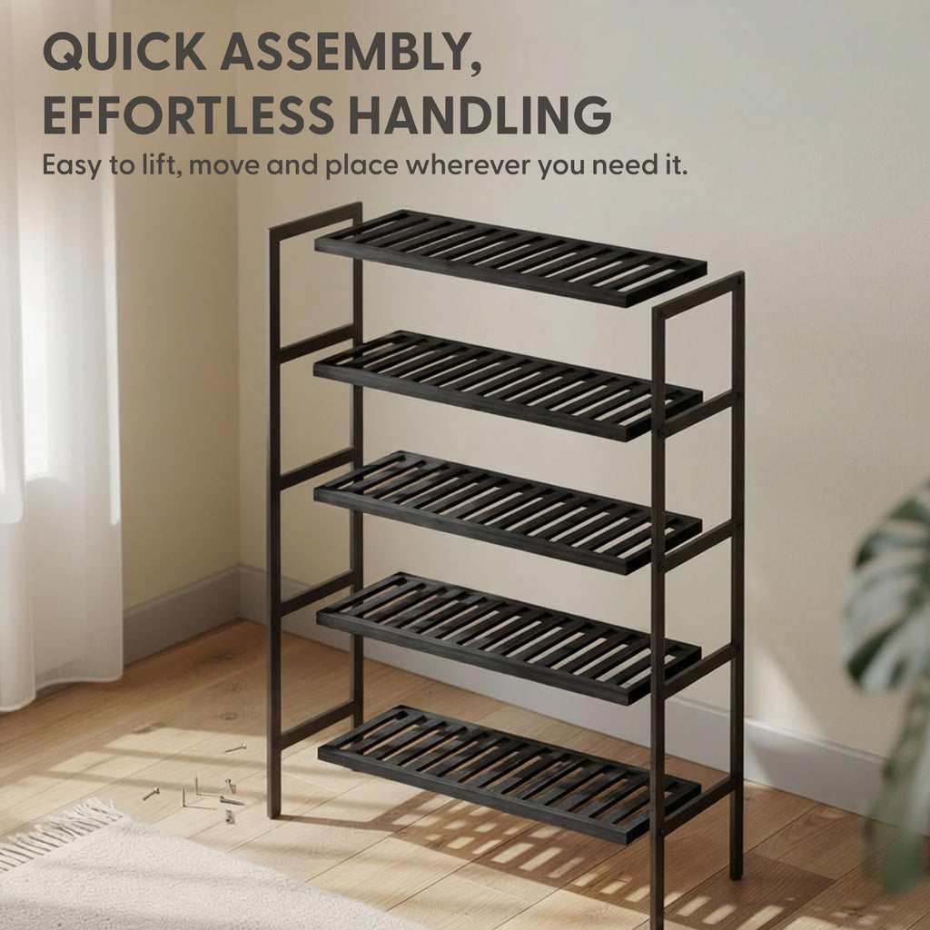 3-Tier Bamboo Shoe Rack – Wooden Shoe Storage Organiser