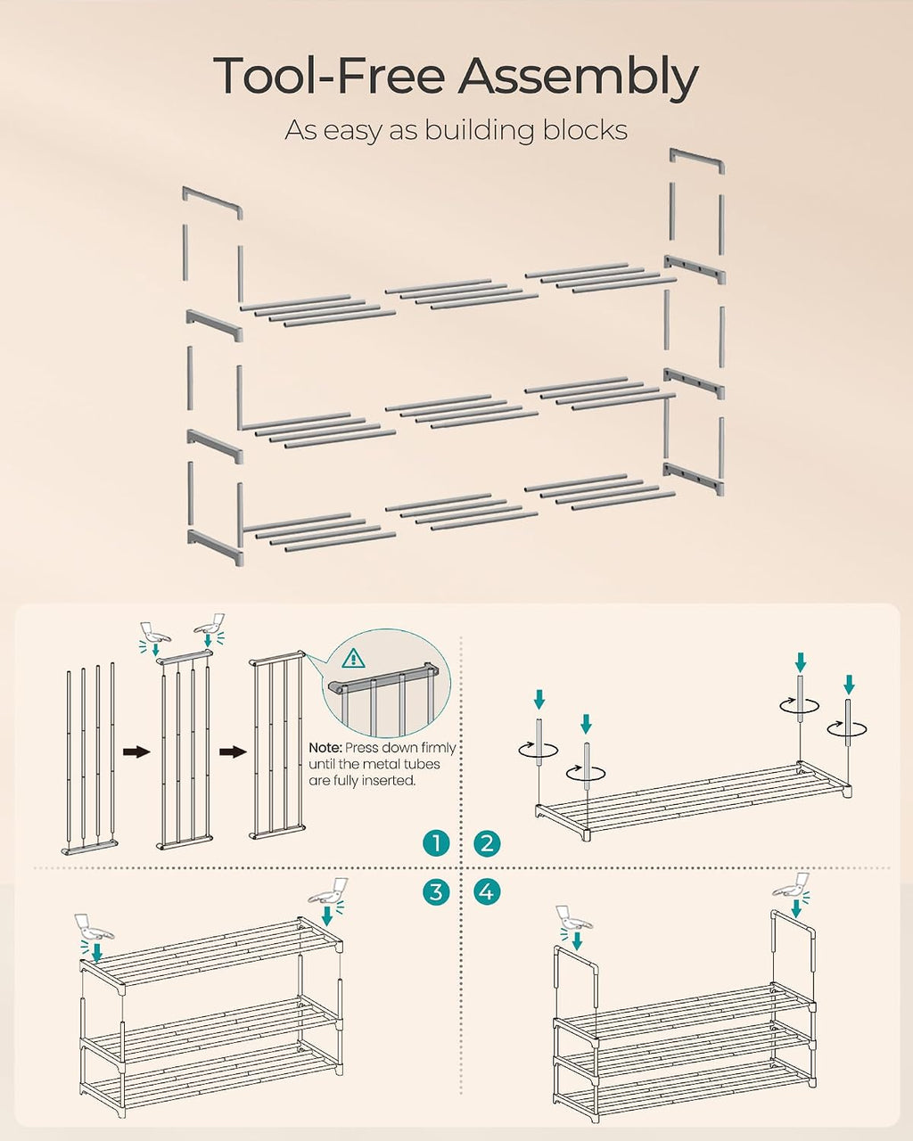 3-Tier Metal Shoe Rack – Multi-Level Shoe Storage Organiser