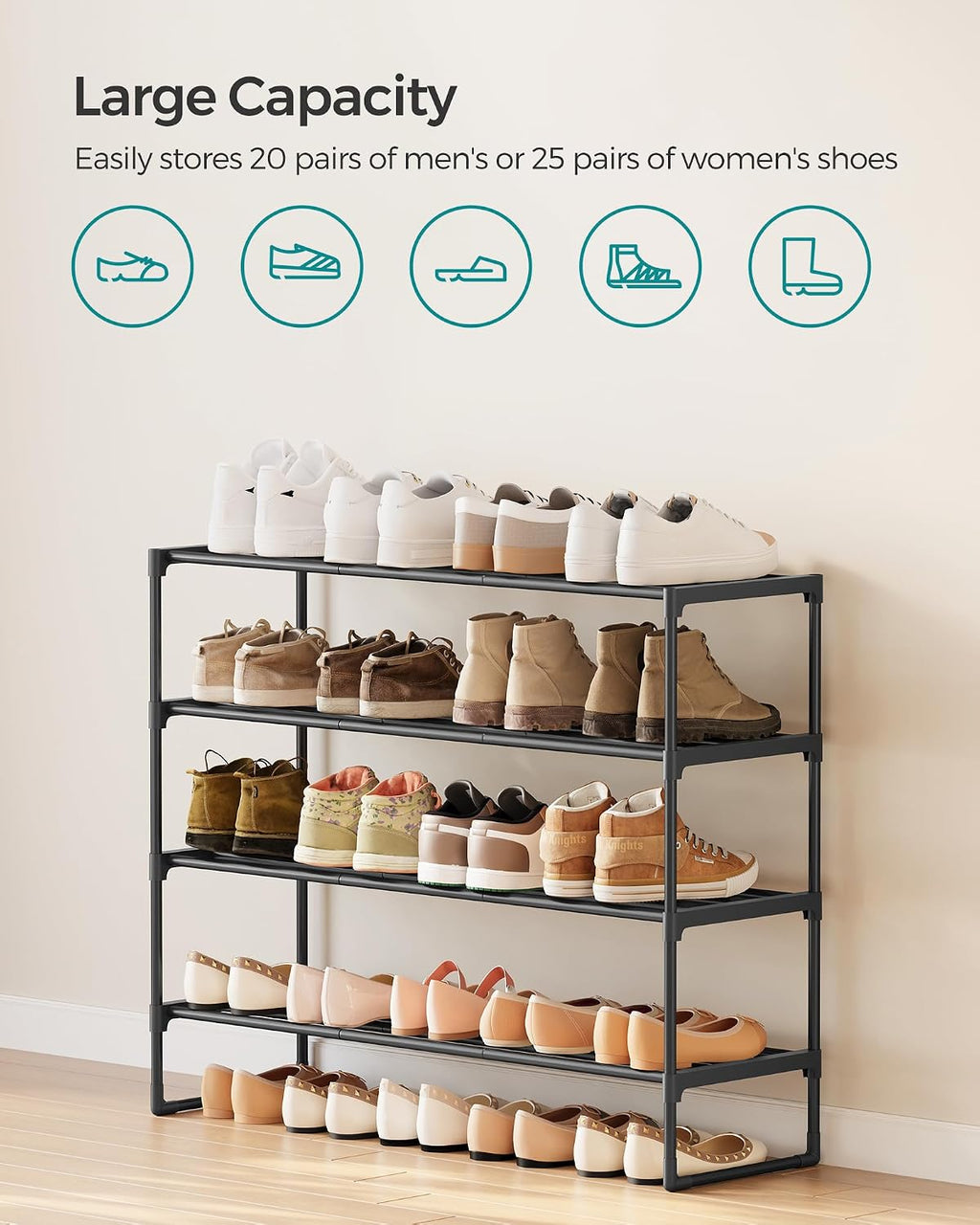 3-Tier Metal Shoe Rack – Multi-Level Shoe Storage Organiser