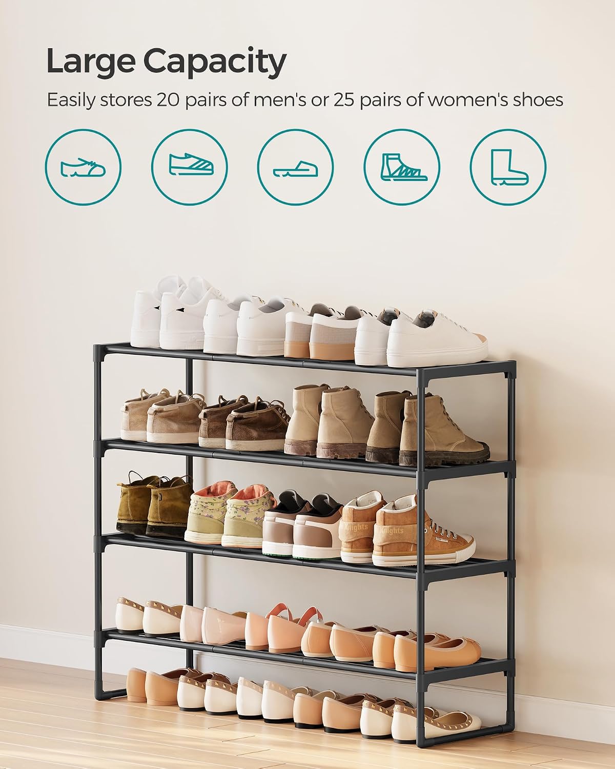 3-Tier Metal Shoe Rack – Multi-Level Shoe Storage Organiser