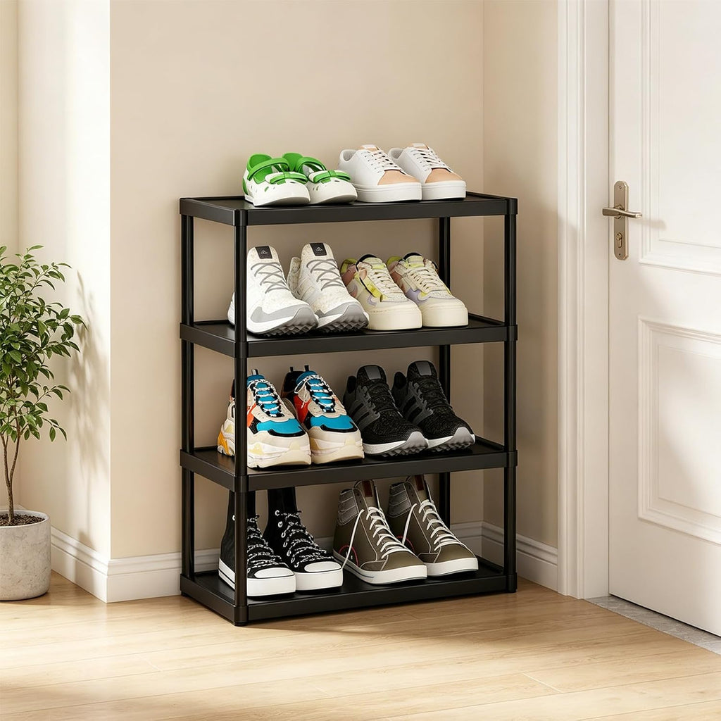4-Tier Double Row Shoe Rack – Space Saving Shoe Storage Stand