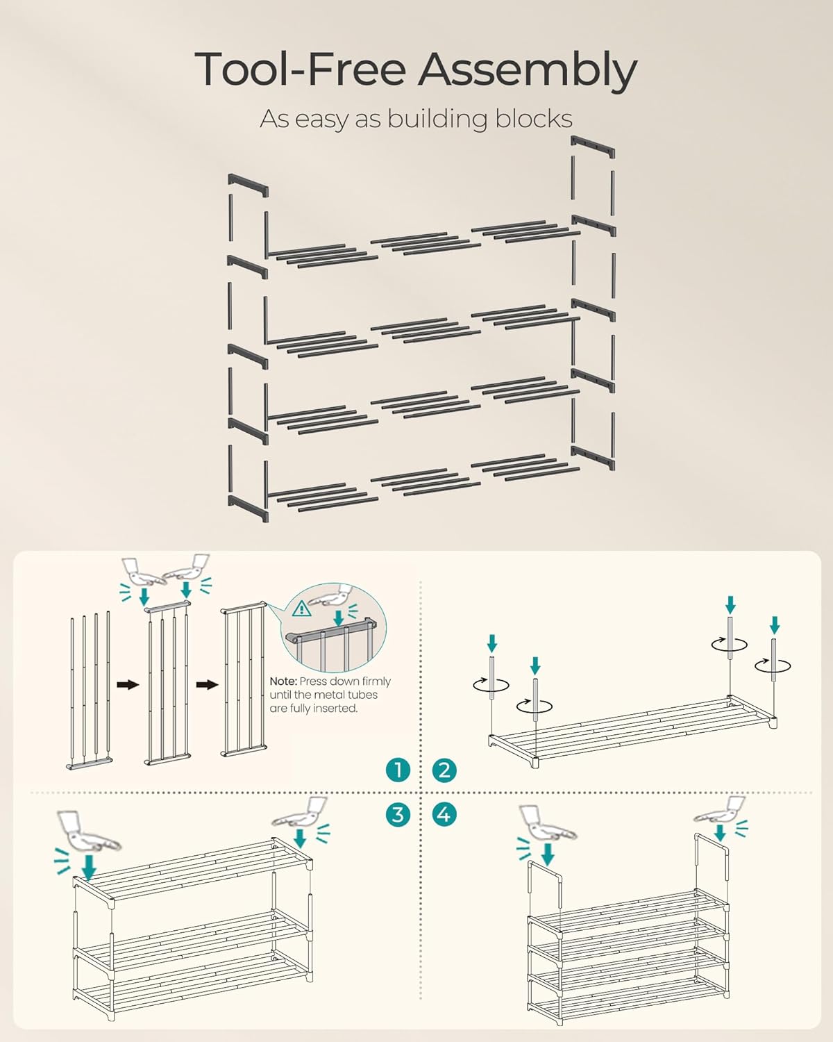 3-Tier Metal Shoe Rack – Multi-Level Shoe Storage Organiser