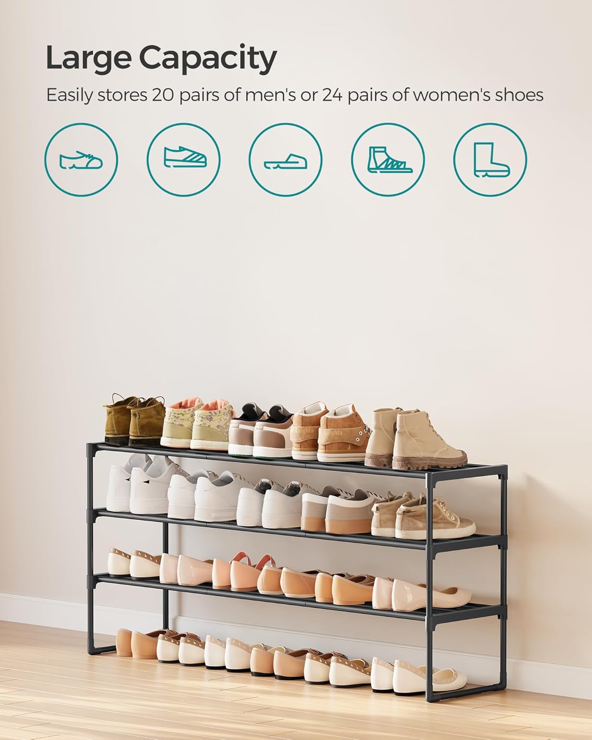 3-Tier Metal Shoe Rack – Multi-Level Shoe Storage Organiser