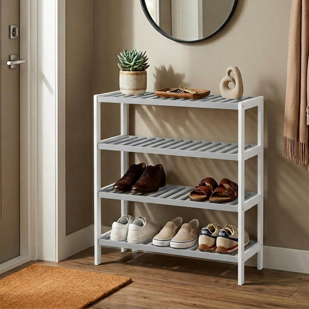3-Tier Bamboo Shoe Rack – Wooden Shoe Storage Organiser