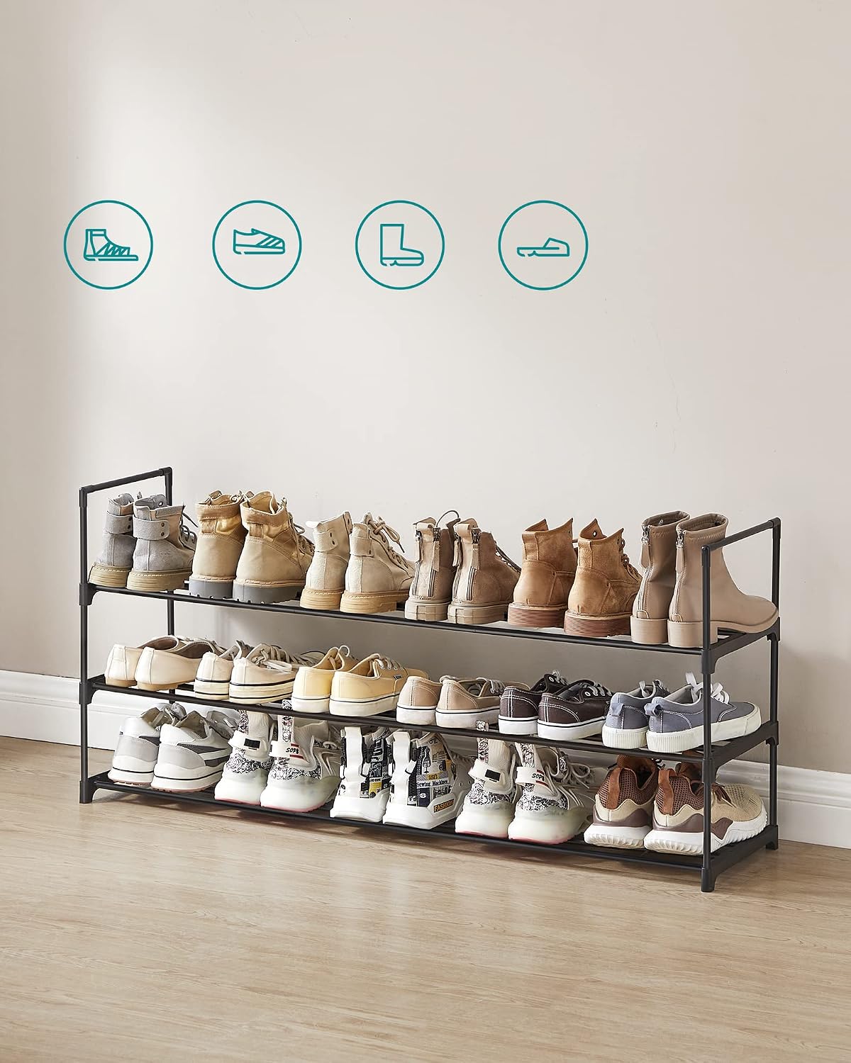 3-Tier Metal Shoe Rack – Multi-Level Shoe Storage Organiser