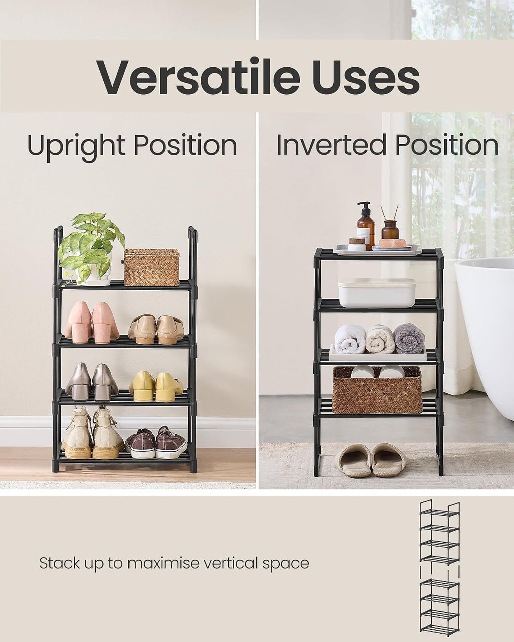 3-Tier Metal Shoe Rack – Multi-Level Shoe Storage Organiser