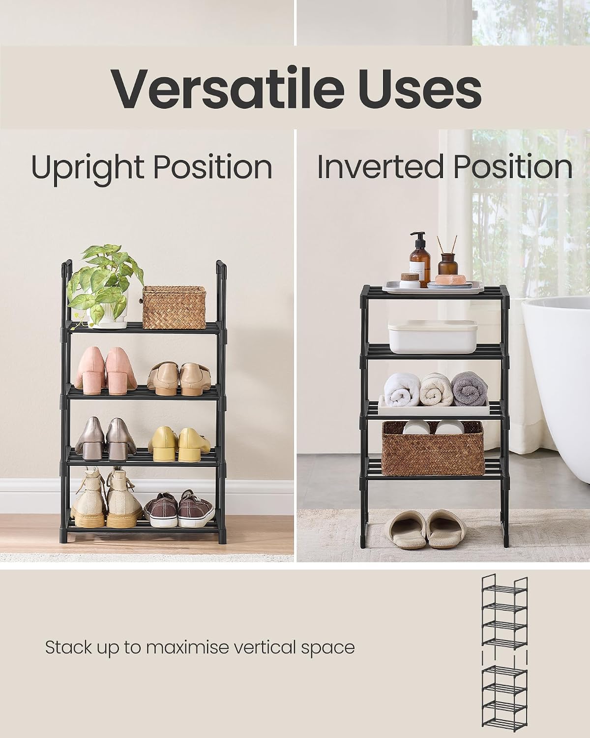 3-Tier Metal Shoe Rack – Multi-Level Shoe Storage Organiser