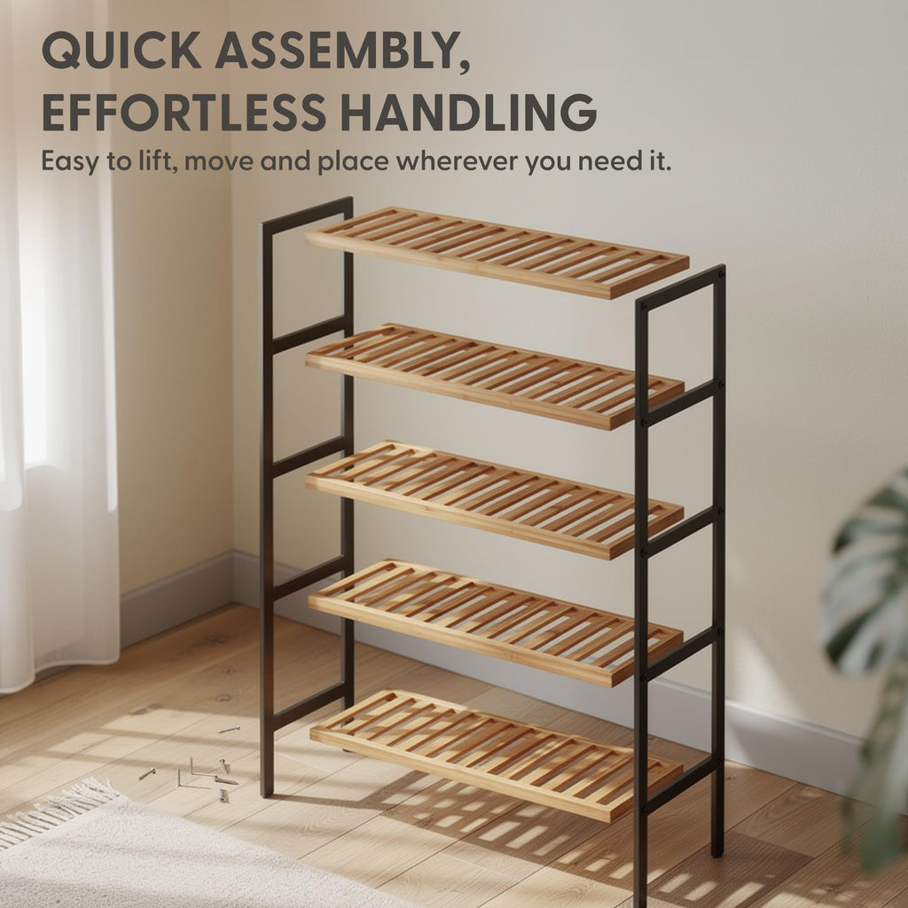 3-Tier Bamboo Shoe Rack – Wooden Shoe Storage Organiser