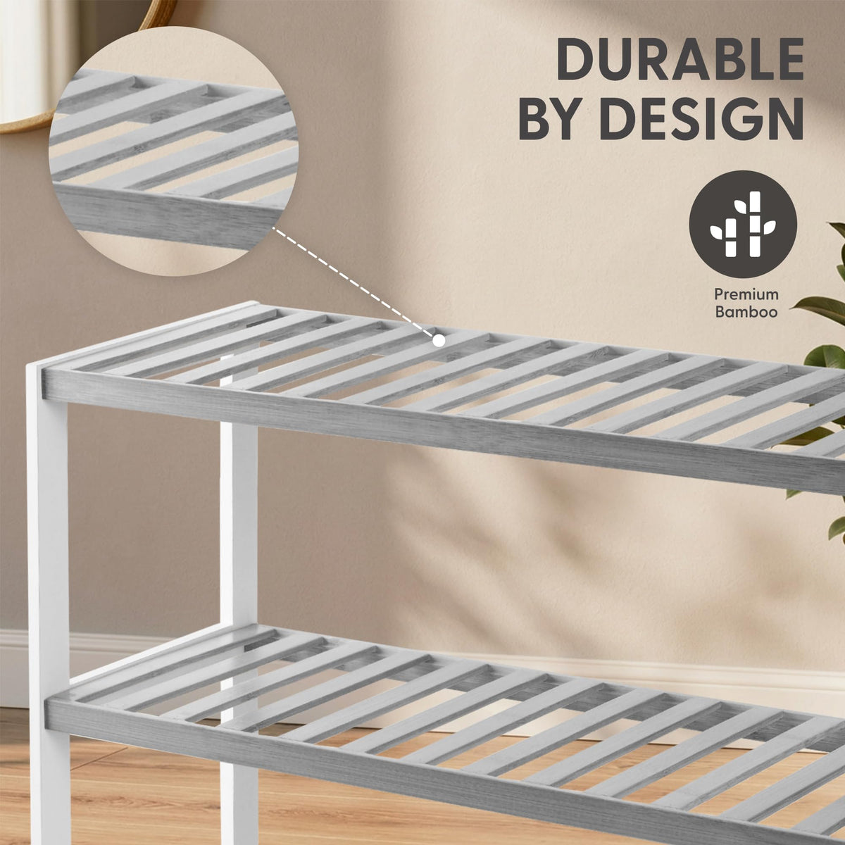 3-Tier Bamboo Shoe Rack – Wooden Shoe Storage Organiser