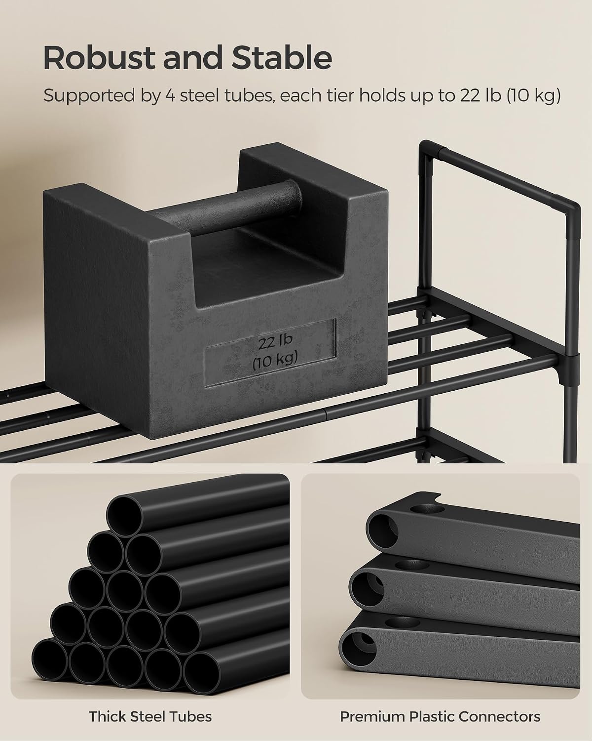 3-Tier Metal Shoe Rack – Multi-Level Shoe Storage Organiser