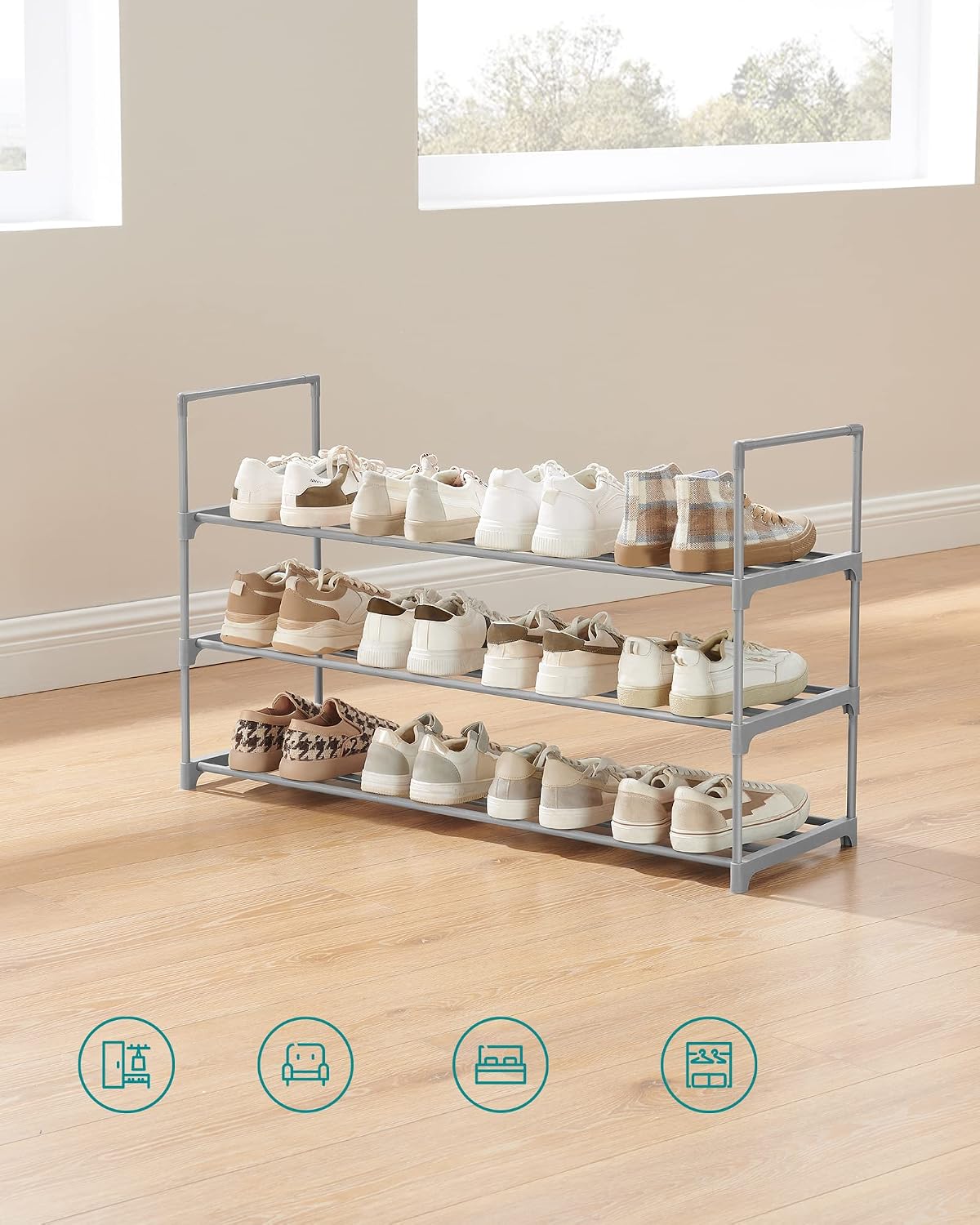 3-Tier Metal Shoe Rack – Multi-Level Shoe Storage Organiser