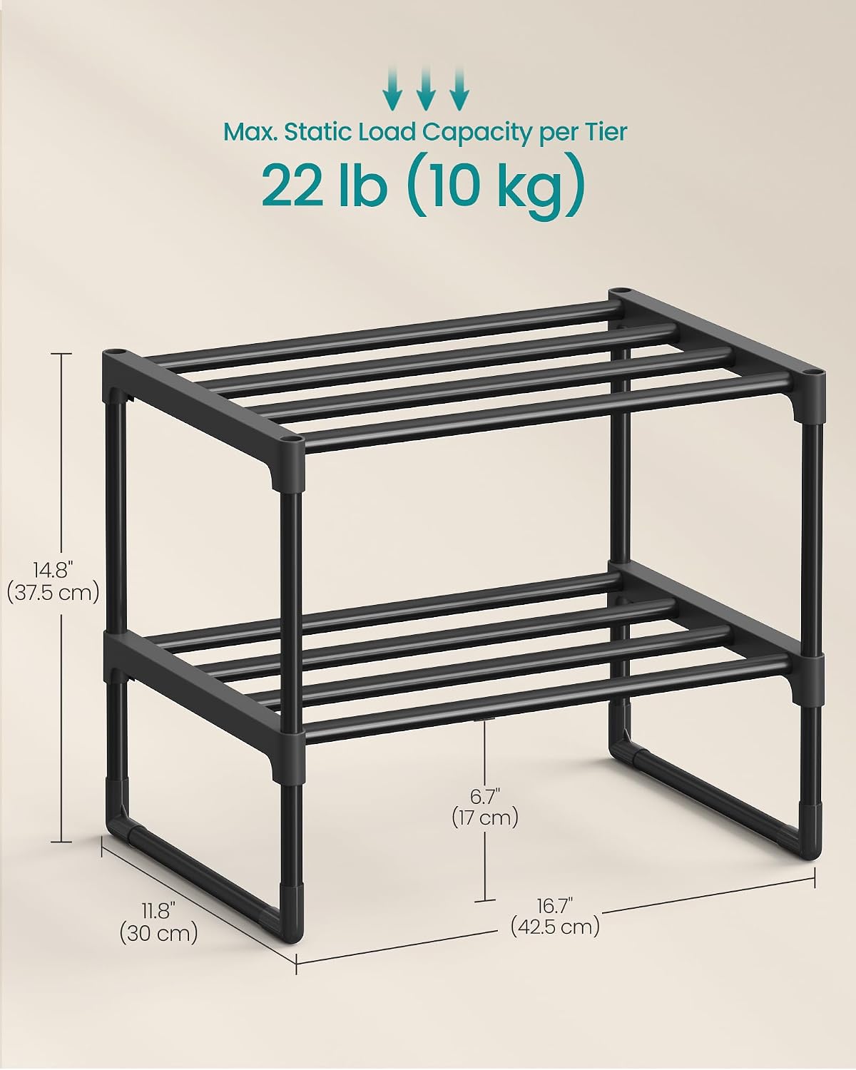 3-Tier Metal Shoe Rack – Multi-Level Shoe Storage Organiser