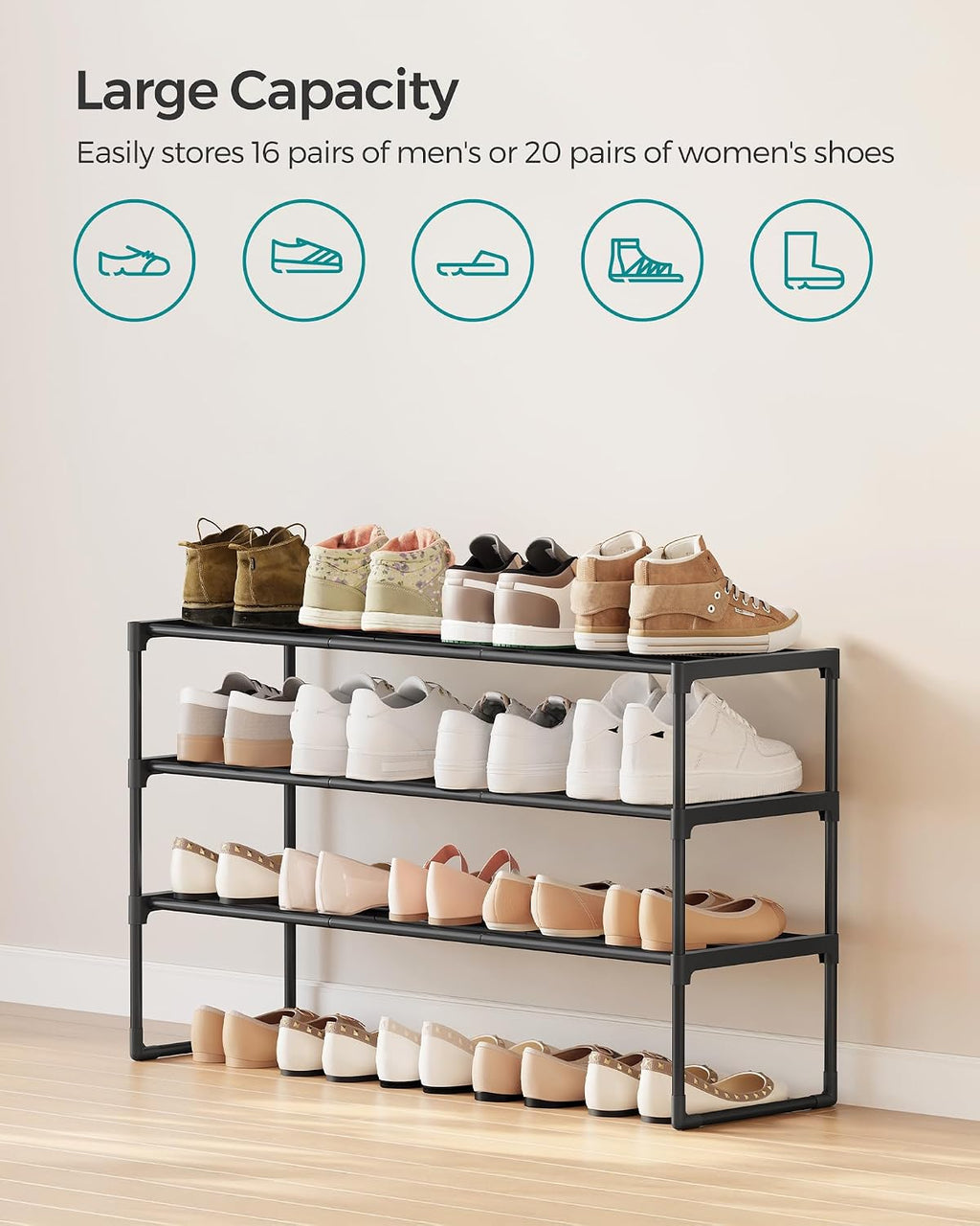 3-Tier Metal Shoe Rack – Multi-Level Shoe Storage Organiser