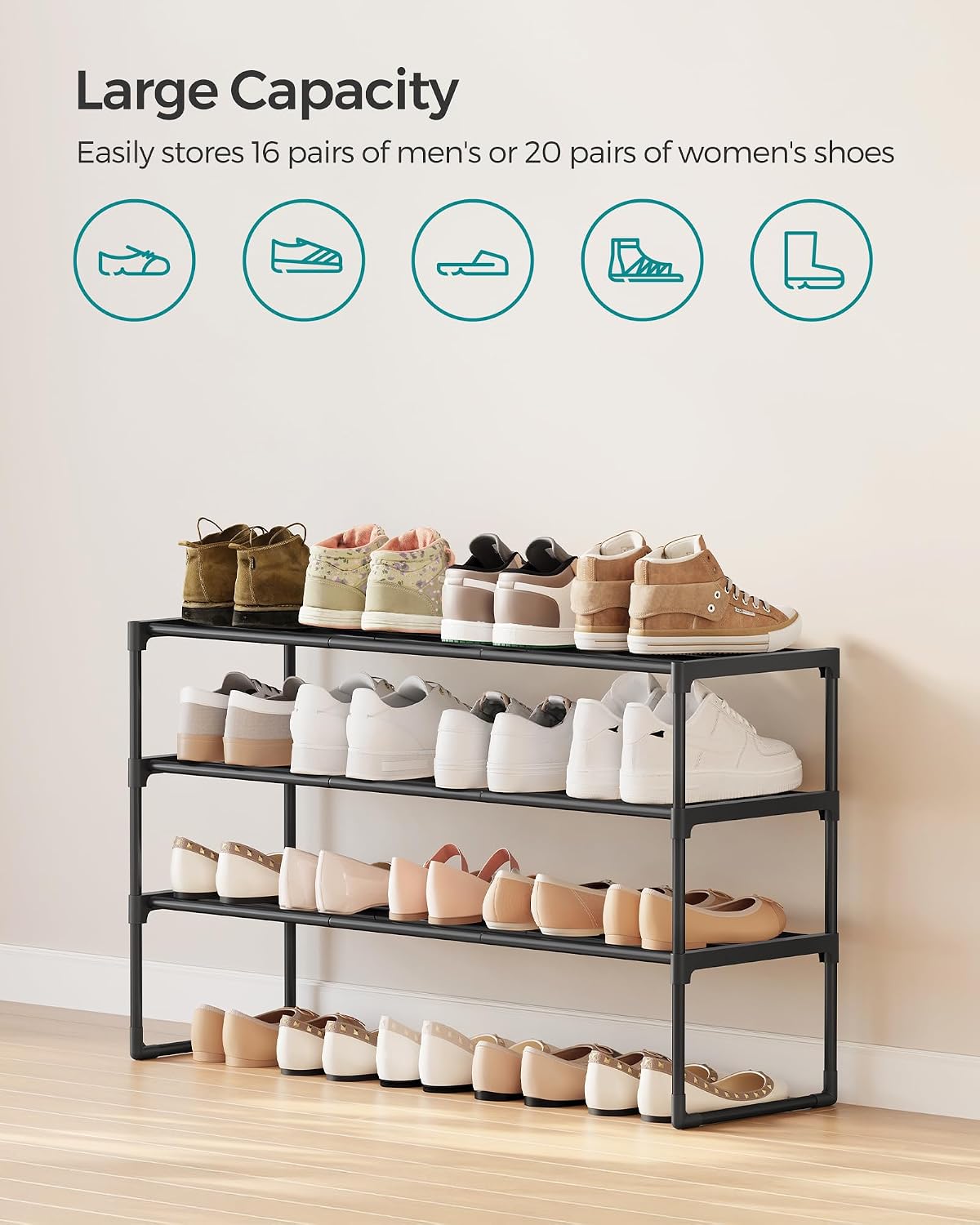 3-Tier Metal Shoe Rack – Multi-Level Shoe Storage Organiser