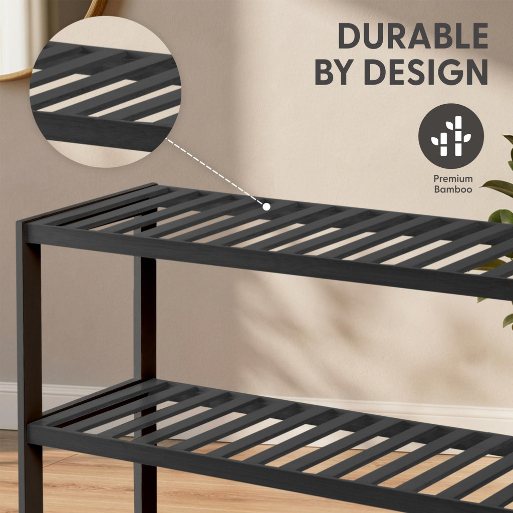 3-Tier Bamboo Shoe Rack – Wooden Shoe Storage Organiser