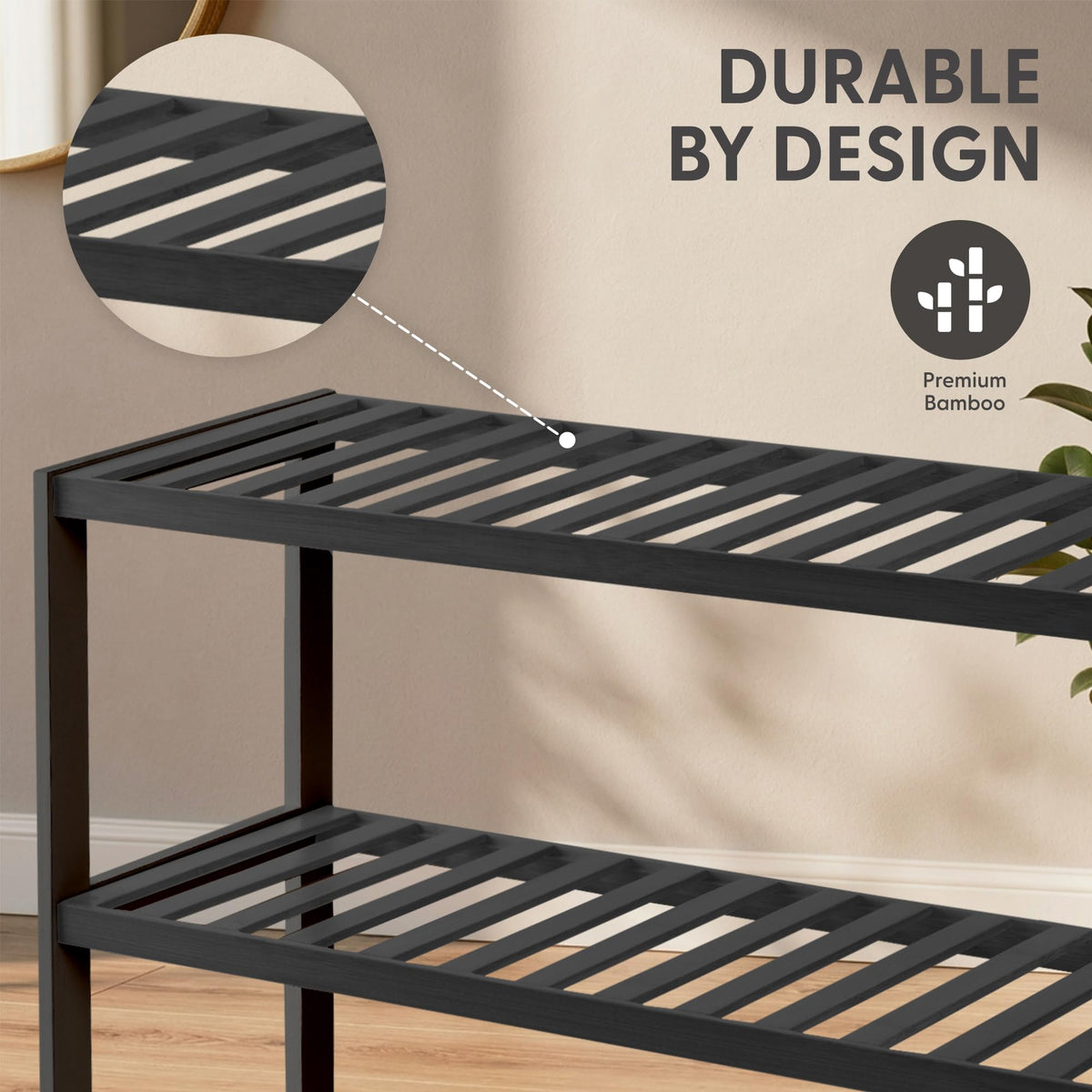 3-Tier Bamboo Shoe Rack – Wooden Shoe Storage Organiser