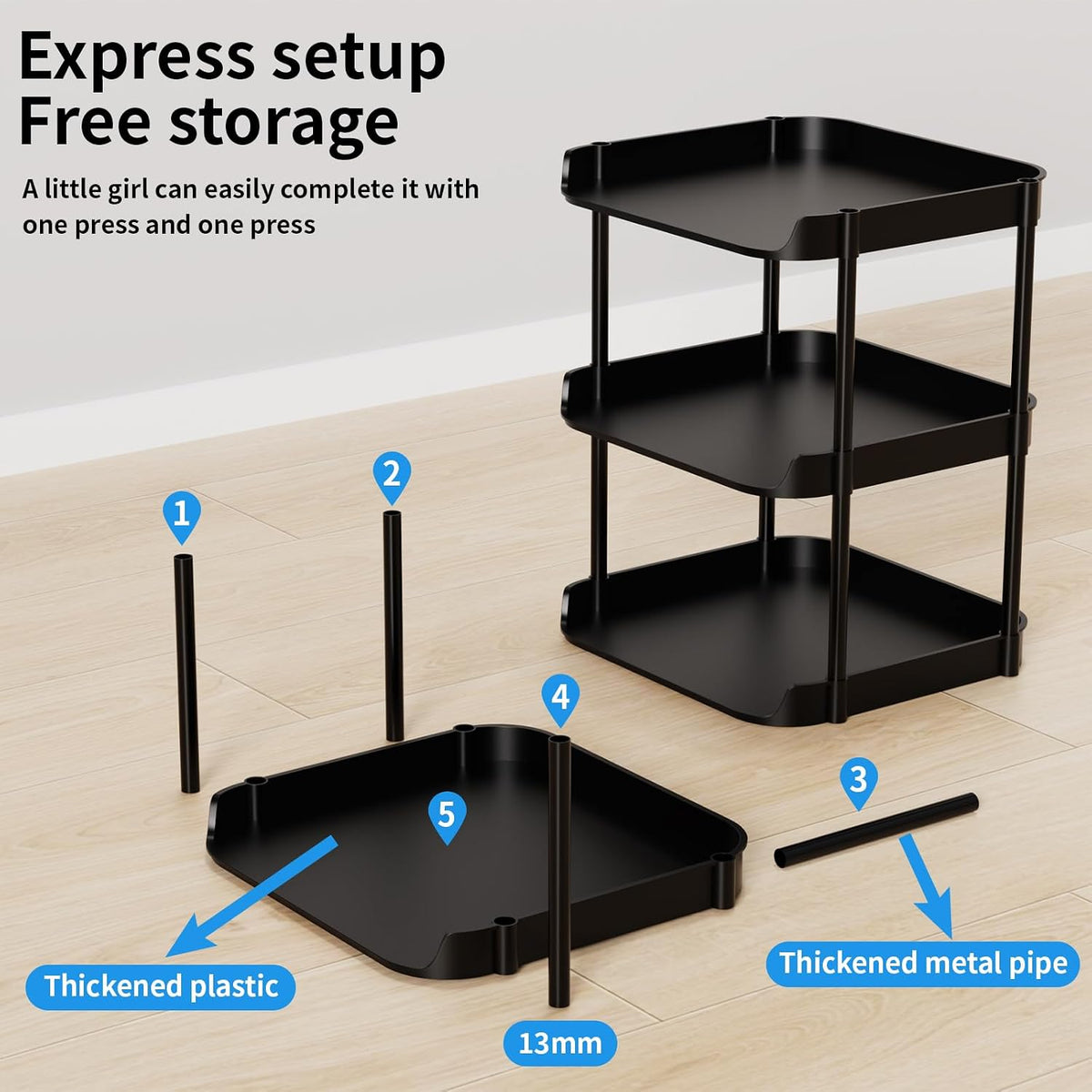 6 tier Narrow Shoe Storage Rack, Compact Single Shoerack Stand for Slim Space, Stackable Tall Thin Show Tower, Vertical Plastic Shelves, for Hallways, Kitchens, Bedrooms Tidy Organizer, Black