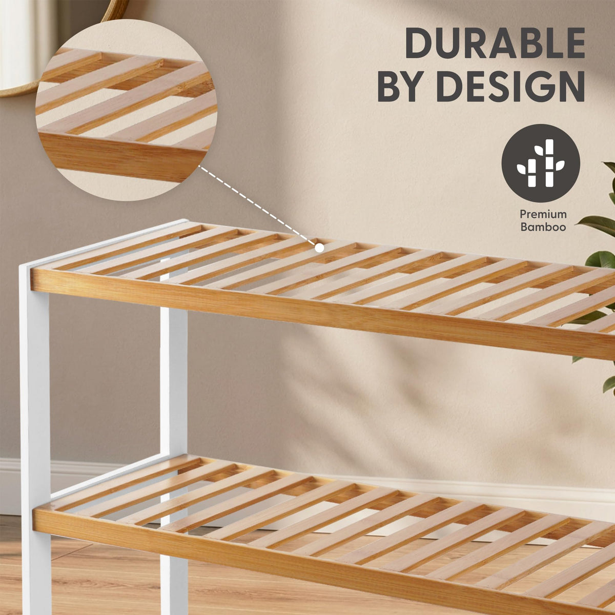 3-Tier Bamboo Shoe Rack – Wooden Shoe Storage Organiser